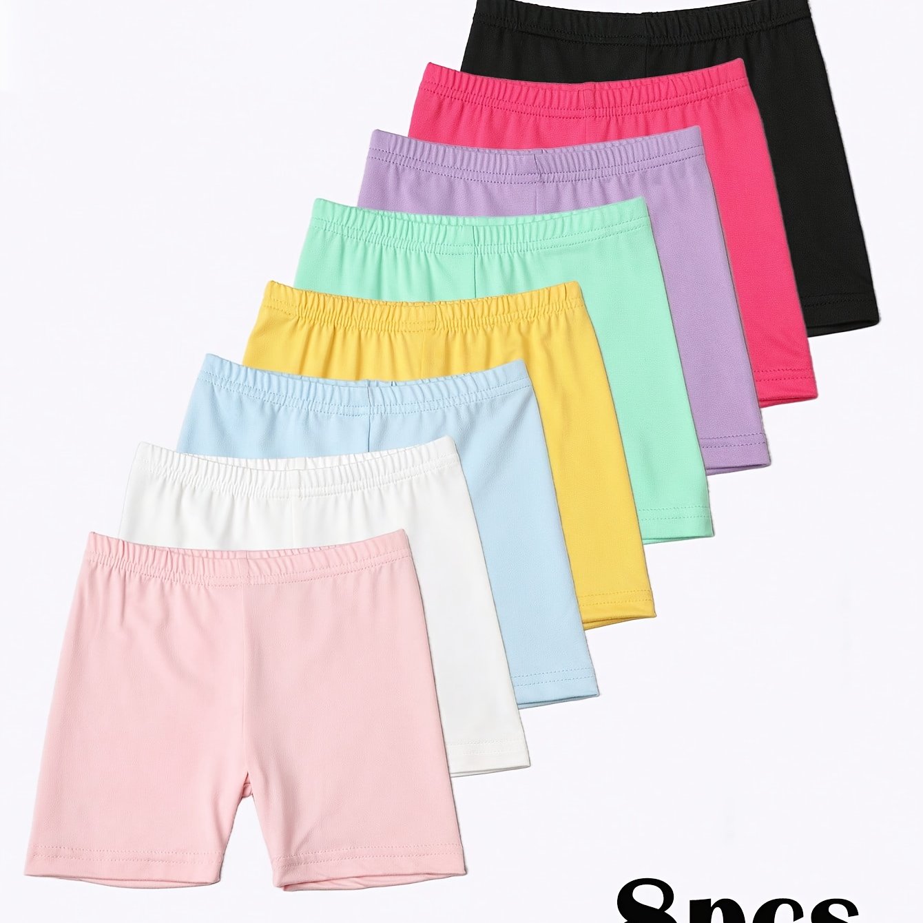 TEMU 8-pc Of Candy-colored Anti-exposure Shorts, Girls' Briefs, Baby's Colorful Boxer Briefs, Leggings, For Outdoor