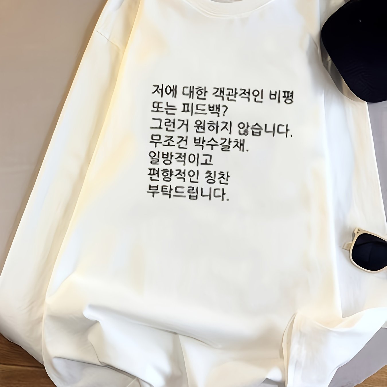 TEMU 한국어 레터 프린트 긴팔 티셔츠, 캐주얼 긴팔 - 원단 소재, 가을/겨울에 완벽한 선택. 편안한 여성 패션 - 부드럽고 통기성이 좋으며, 일상적인 캐주얼 웨어에 이상적