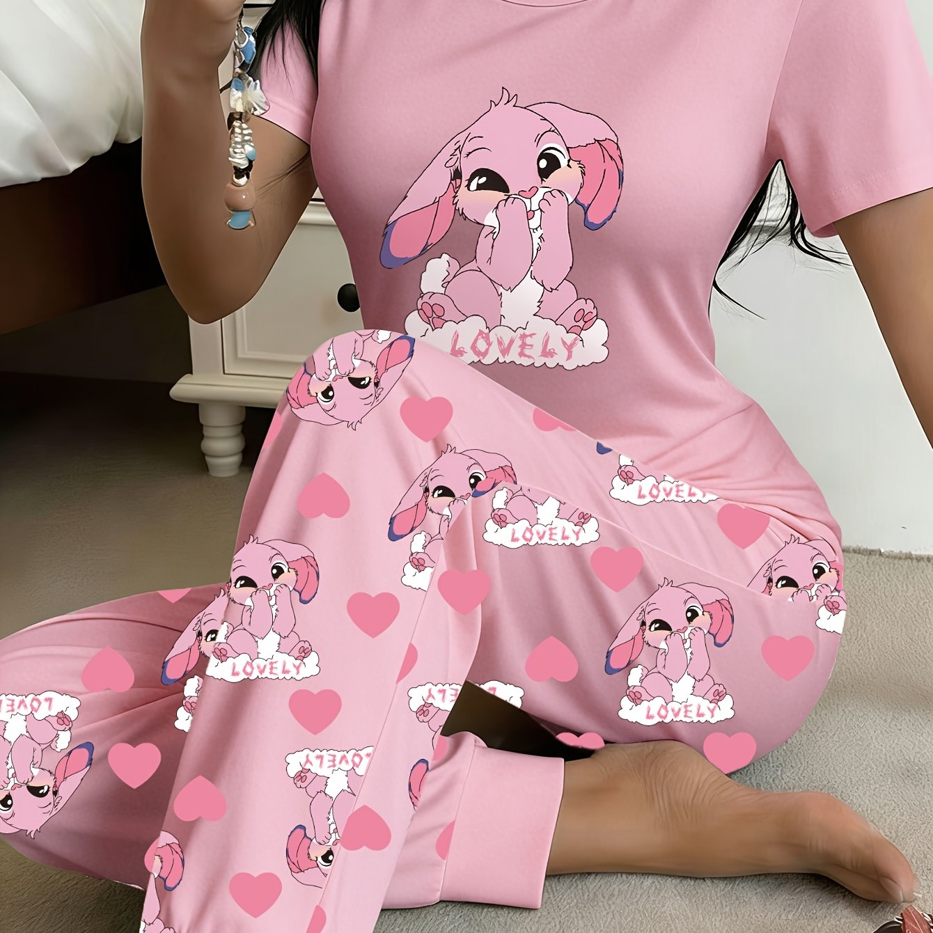TEMU Women's Heart Print Pajama Set (short/long)