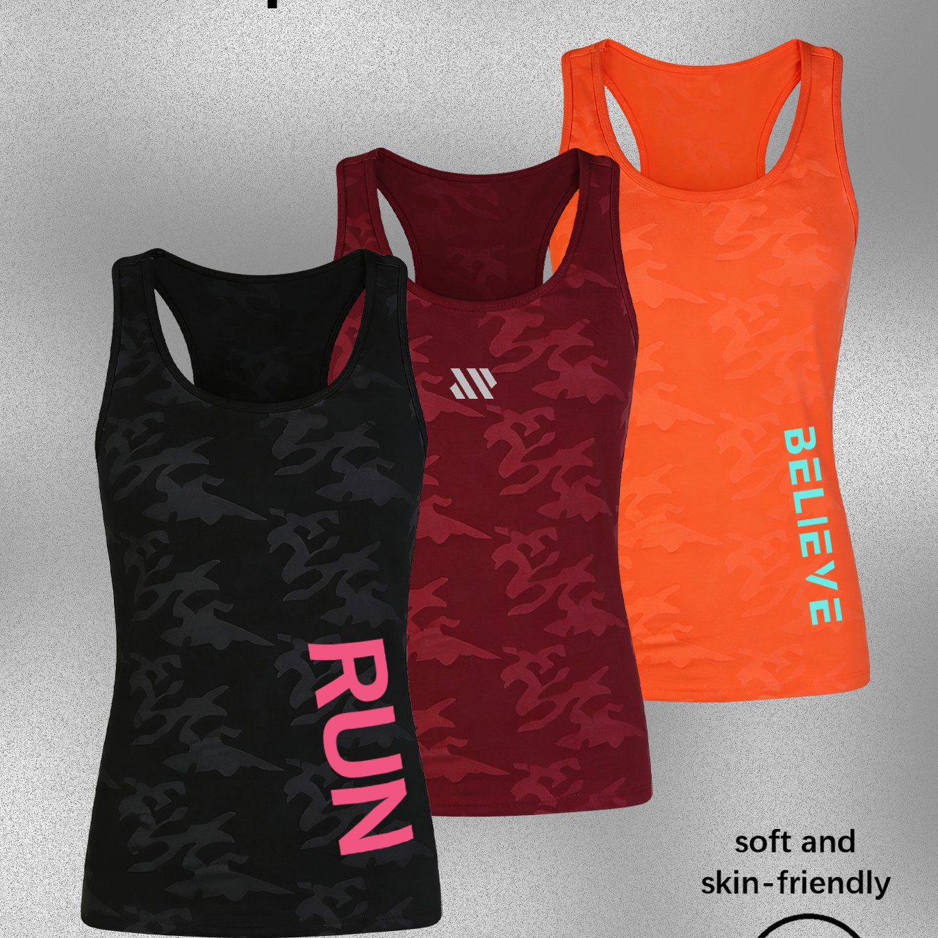 Image of 3pcs Women's Spring, Summer, And Autumn Casual Sporty Sleeveless Backless Letter Print Pattern Crew Neck Comfortable Quick- Tops For Home, Fitness, And Outdoor