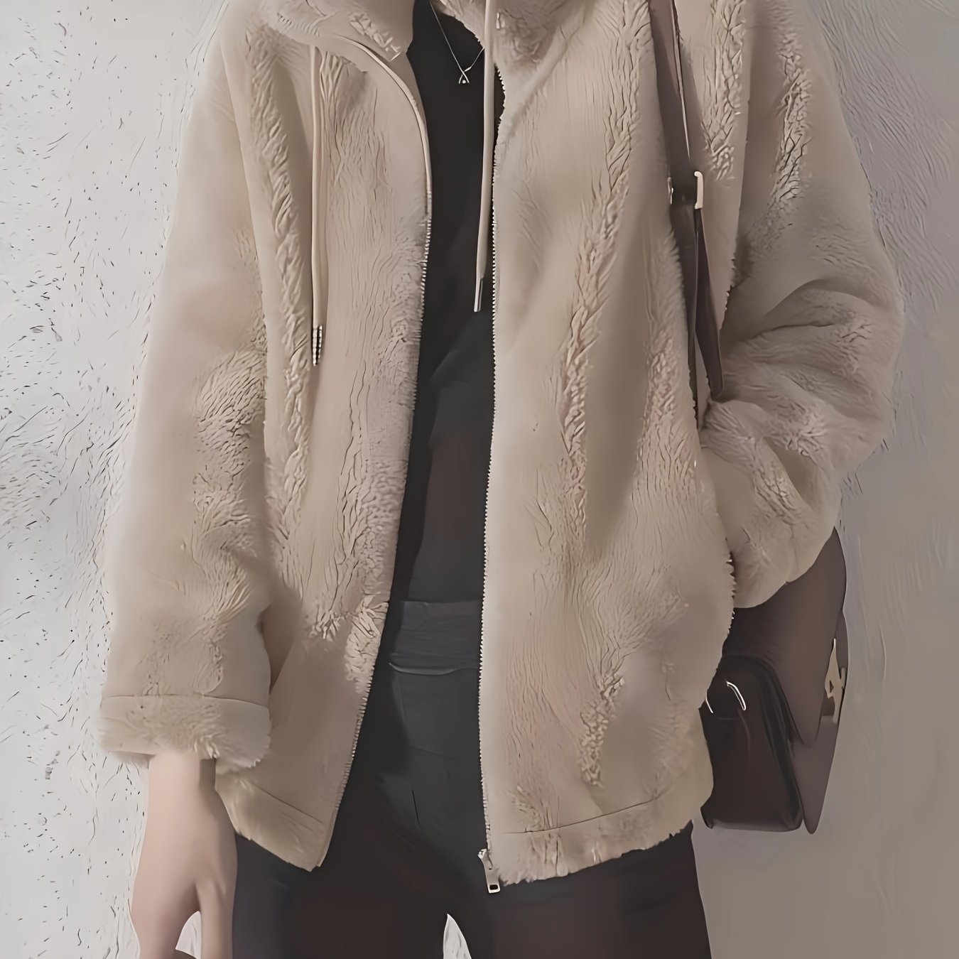 TEMU Plus Size, Plus Size Women's Winter Coat Large Size Carnival Costume Elegant Drawstring Zipper Plush Stand Collar Jacket High Long Sleeve