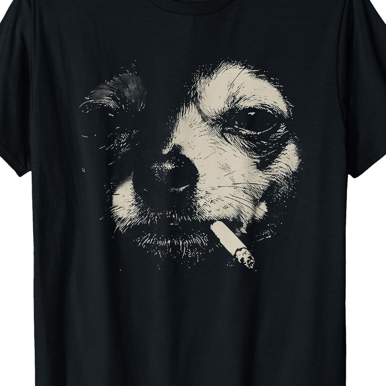 TEMU Vintage Round-neck Short-sleeve T-shirt Featuring A Smoking Chihuahua Meme, Suitable For Casual Weekend Wear In For , Heat Transfer Printing