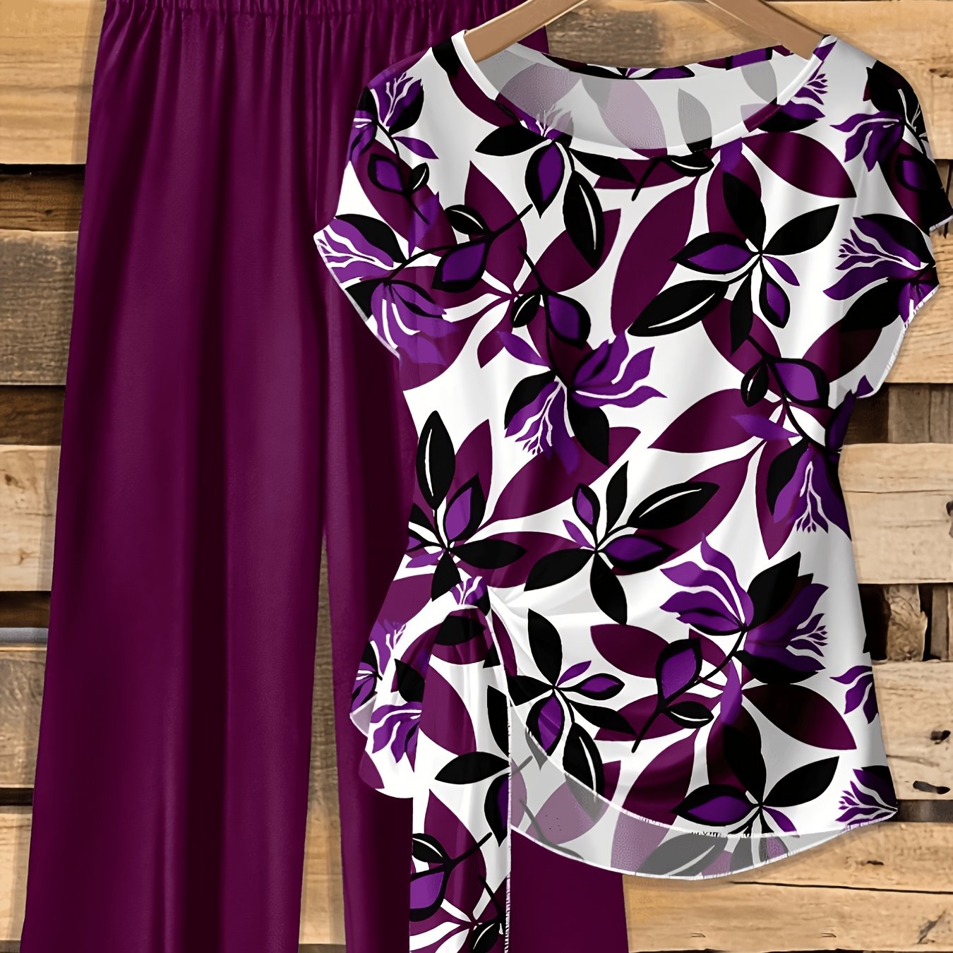 TEMU Completo Estivo da Donna Nuovo, e Casual con Maglia a Volpe con Cappuccio e , Stampa con Posizionamento Digitale, Vita , Pantaloni Lunghi Dritti