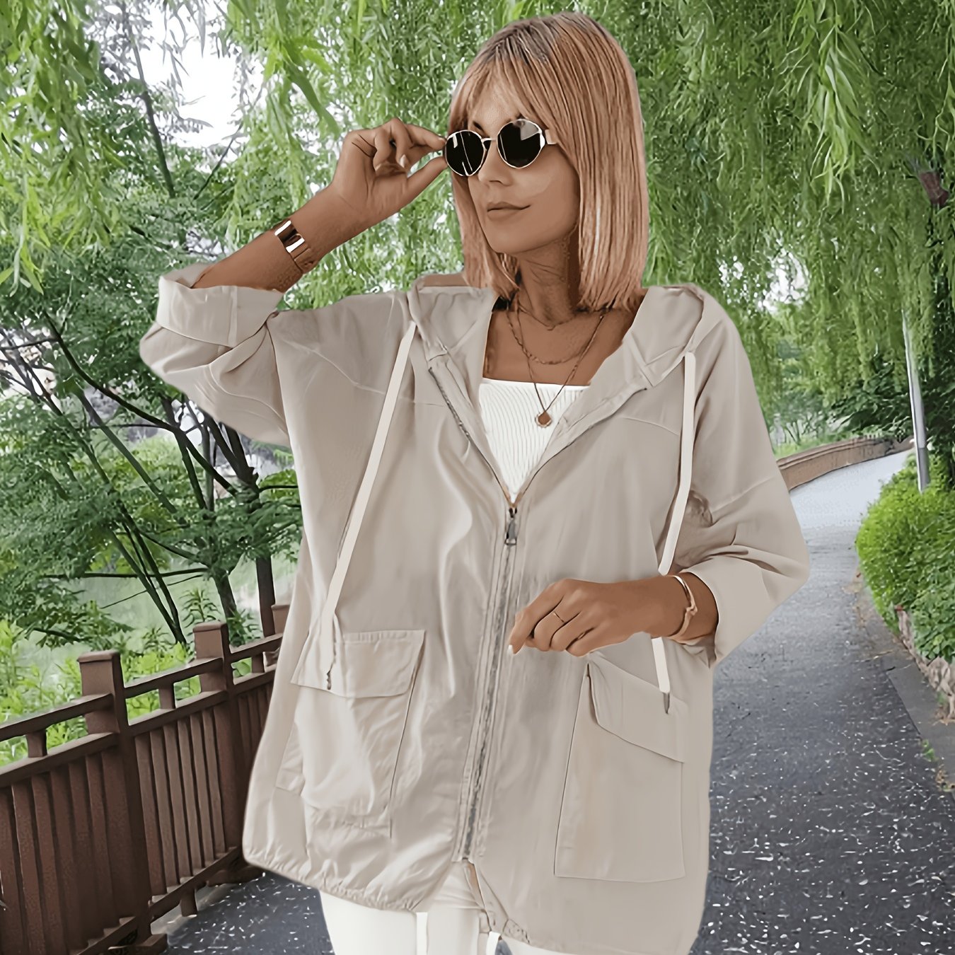 Women's Spring Summer Lightweight Casual Zip Hoodie Jacket