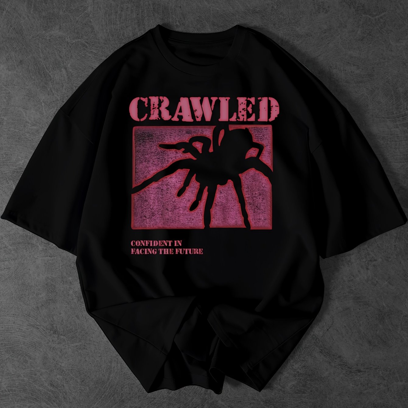 Men's Summer Vintage Spiderweb Print Cropped Casual T-shirt, Dark Style