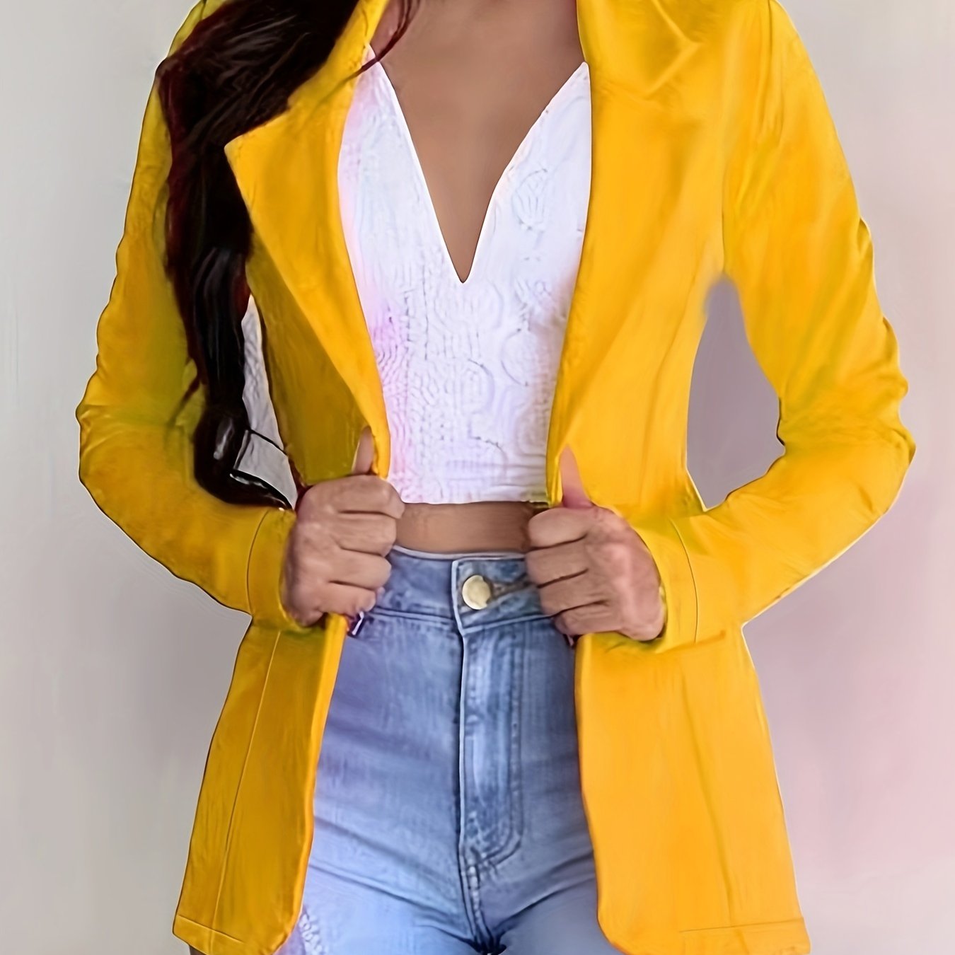 Ladies yellow blazer clearance jacket