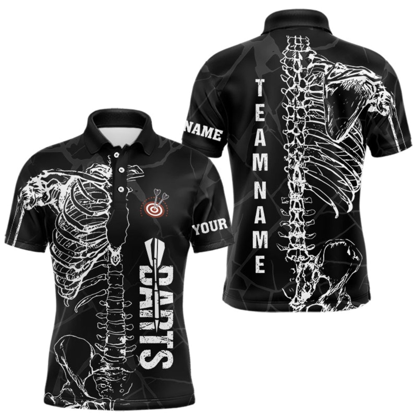 TEMU Personalized For Darts Shirts | White Skeleton Custom Black Grunge For Darts , Humorous For Dart Shirts For Men For Dart Jerseys | Custom Name |