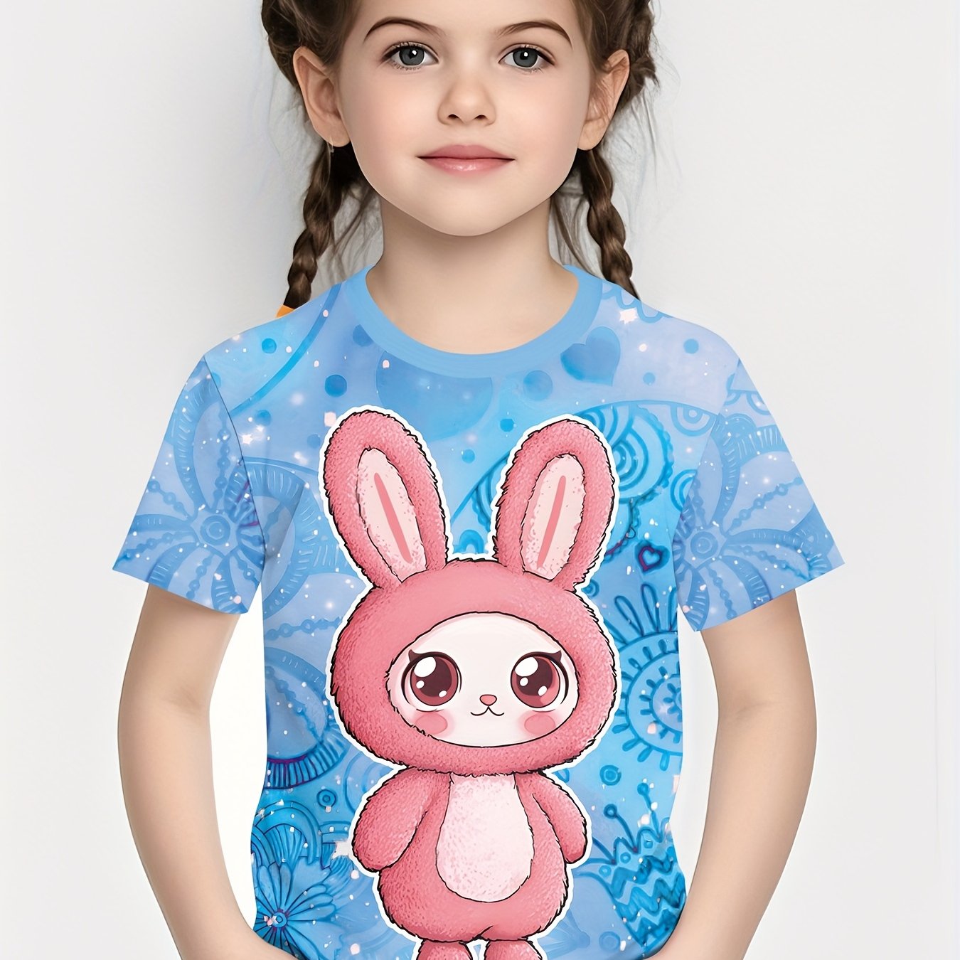 Girls' Summer Bunny 3D Print T-Shirt