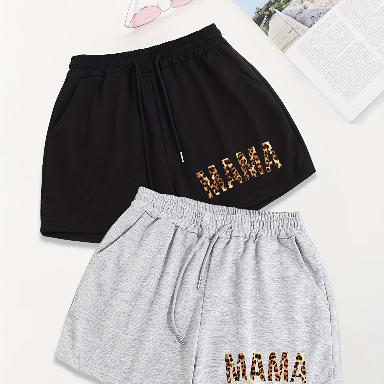 TEMU 2pcs,letter Print Drawstring Shorts, Casual Shorts, Women's Clothing