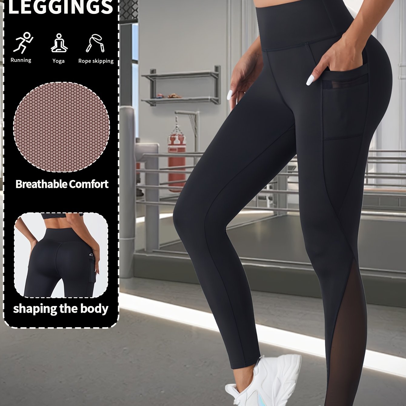 E-shop Damen Sport Hose, Modische Yoga Hose, Fitness Outdoor , Bauchkontrollierende Po-Hebe , Bequeme Schweißabsorbierende Atmungsaktive Freizeit