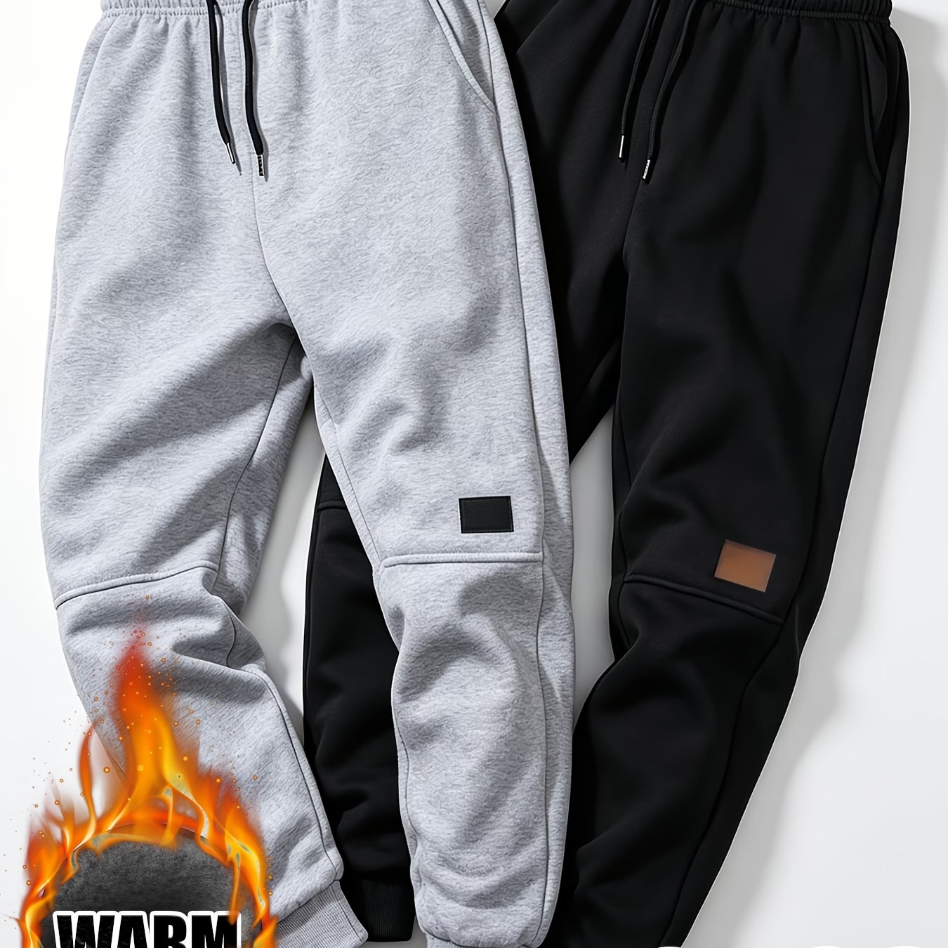 TEMU 2pcs Unisex Fashion Fleece-lined Running Ankle-cinching Long Pants, Combination Options, Perfect For Winter Outfits, Daily Exercise, Outdoor