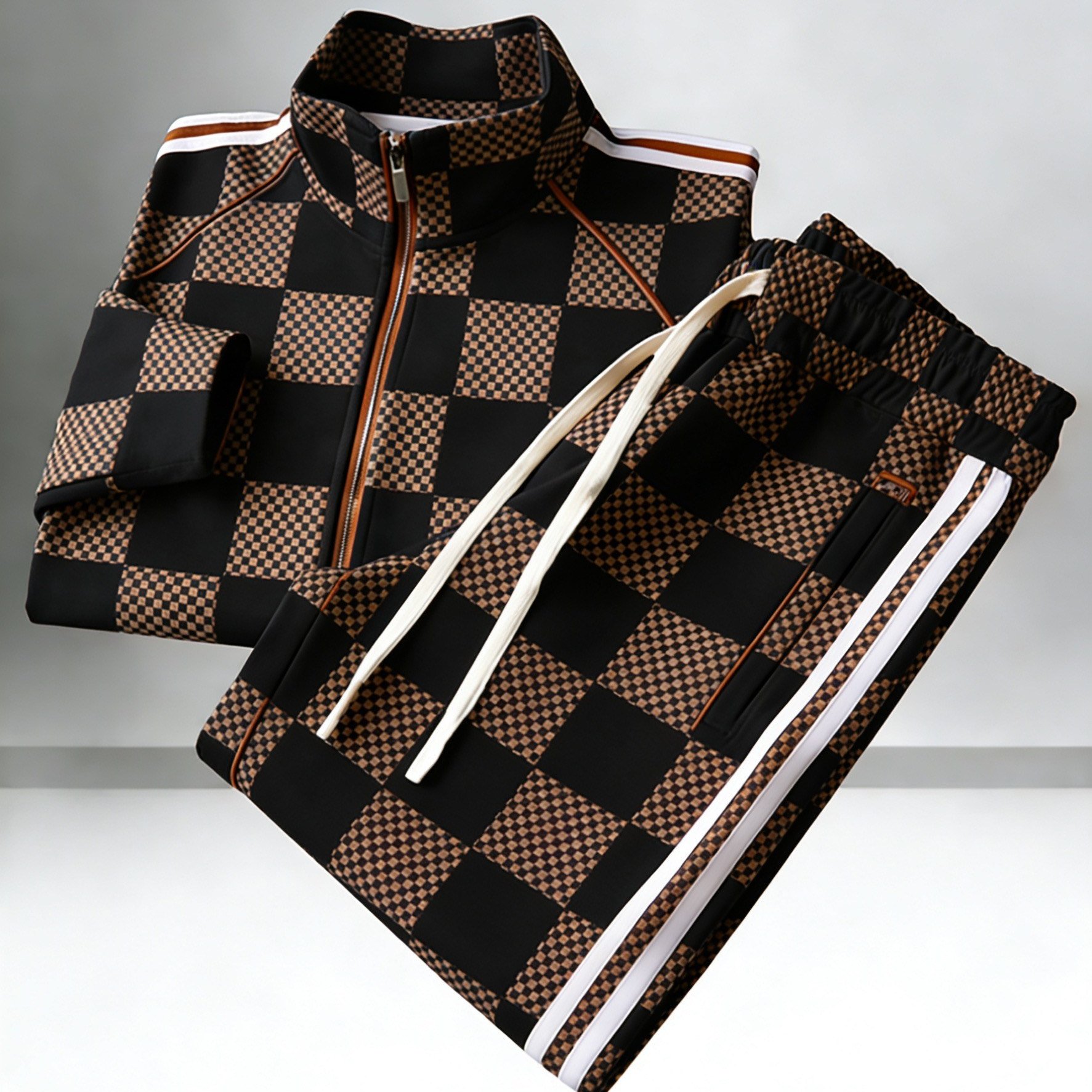 TEMU Ensemble de veste de sport décontractée pour homme, comprenant une veste de sport à col et un pantalon , convient à tous et disponible dans une