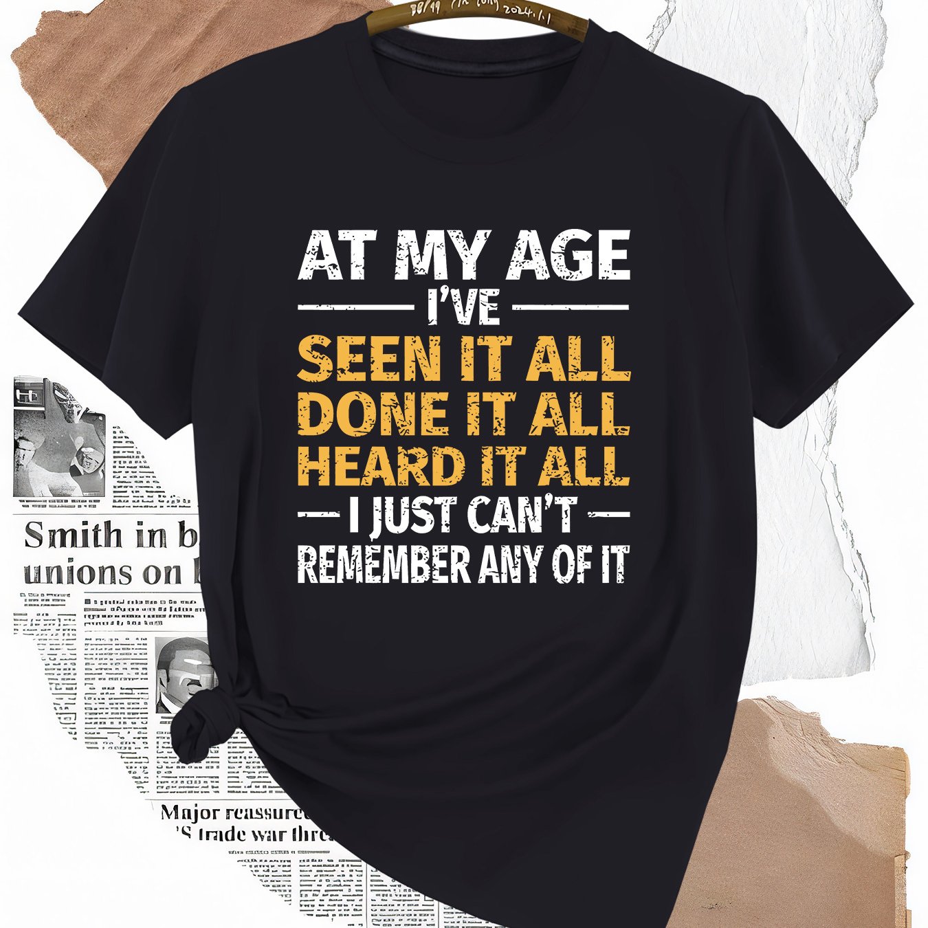 TEMU Classic Humorous Senior T-shirt - Designed For The Elderly, Easily Handling Various , For Spring-to-summer, Gym, Golf, Camping, Sports