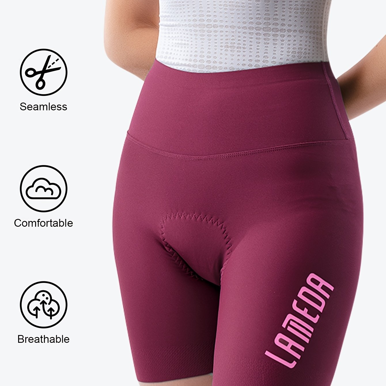 Image of Lameda Women's High-elastic High-waisted Cycling Shorts - Professional Bike Shorts With Short Length, Non- Suitable For Road Mountain, & , Spring Summer Fall Athletic Bottoms