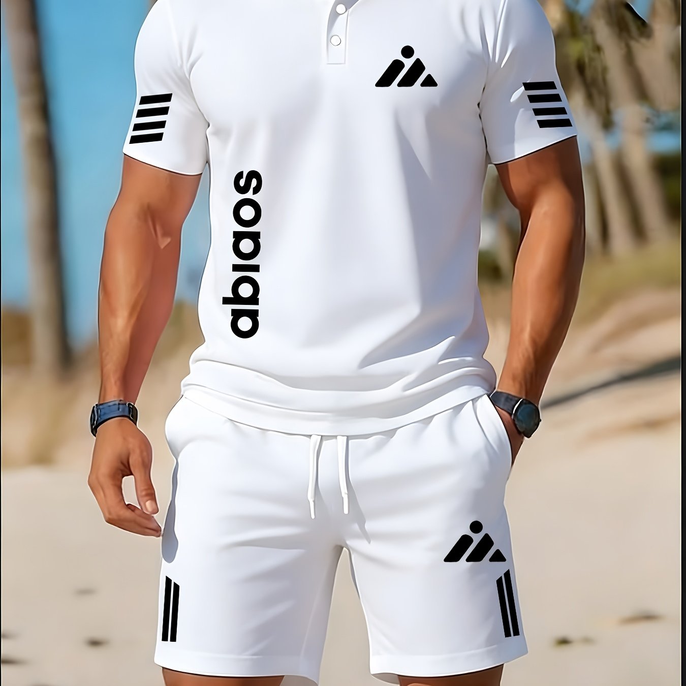TEMU Outdoor Men's Quick-dry Golf Set Skin-friendly Daily All-match 2pcs Set