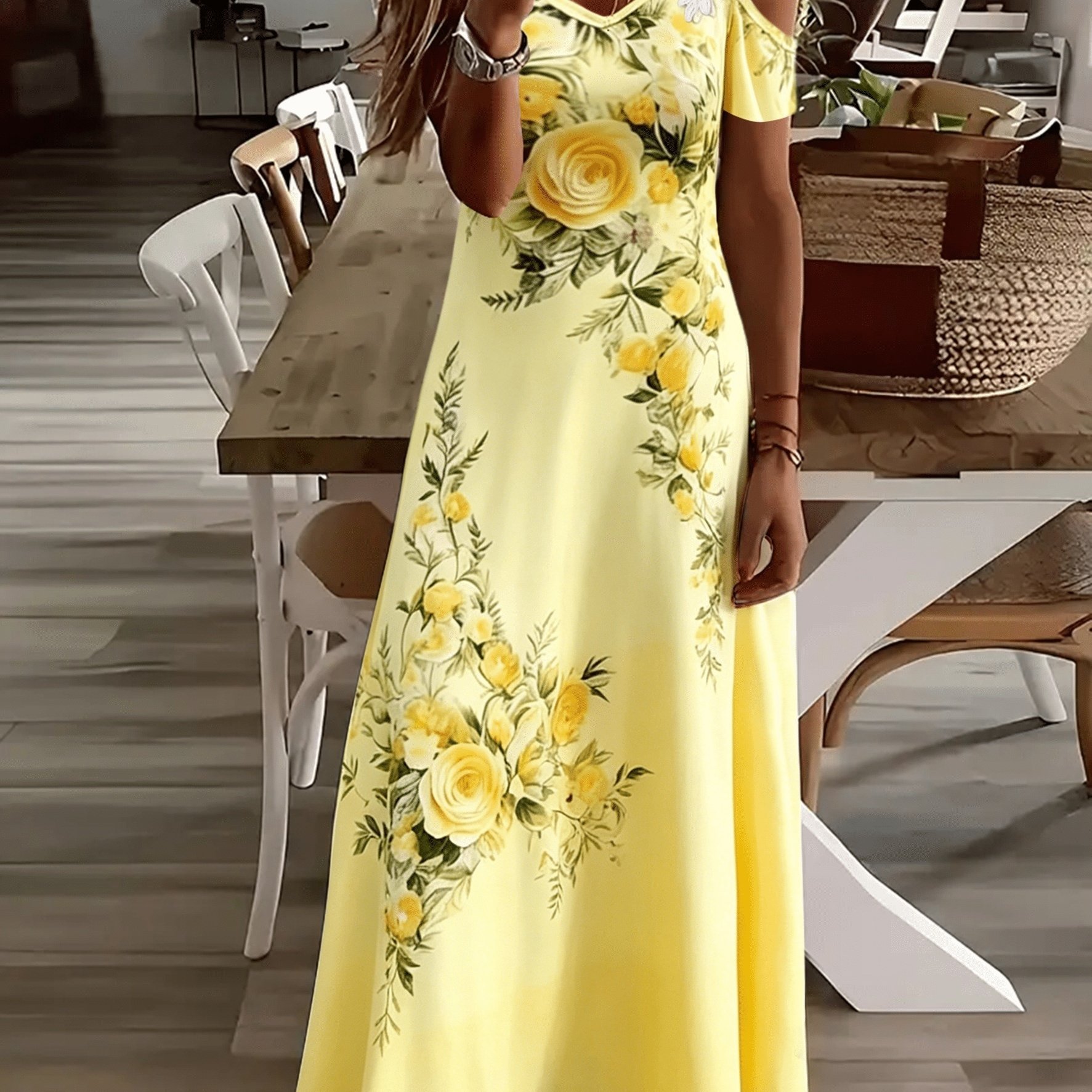 Plus Size, Uue Plus Size Women's Casual Off-shoulder Sleeveless Dress With Sequin Print - Loose Fit Party & Casual Attire, Summer Fashion, Flowy Fabric, Vacation Outfit
