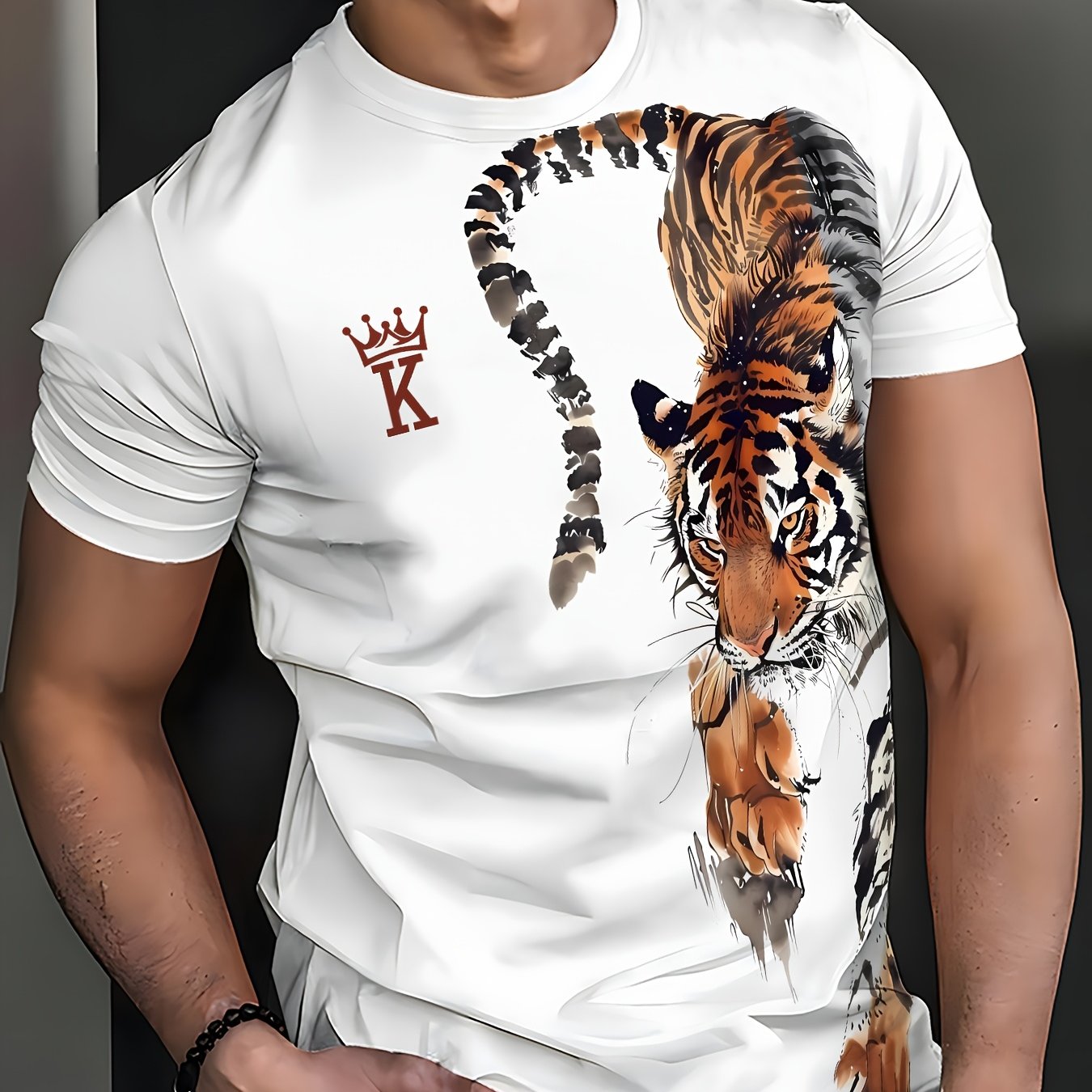 E-shop Herren T-Shirt mit Tiger-Muster digitalem Tiger-Druck – Atmungsaktives bequemes kurzärmeliges Shirt, geeignet für Freizeit- Streetwear-Outfits