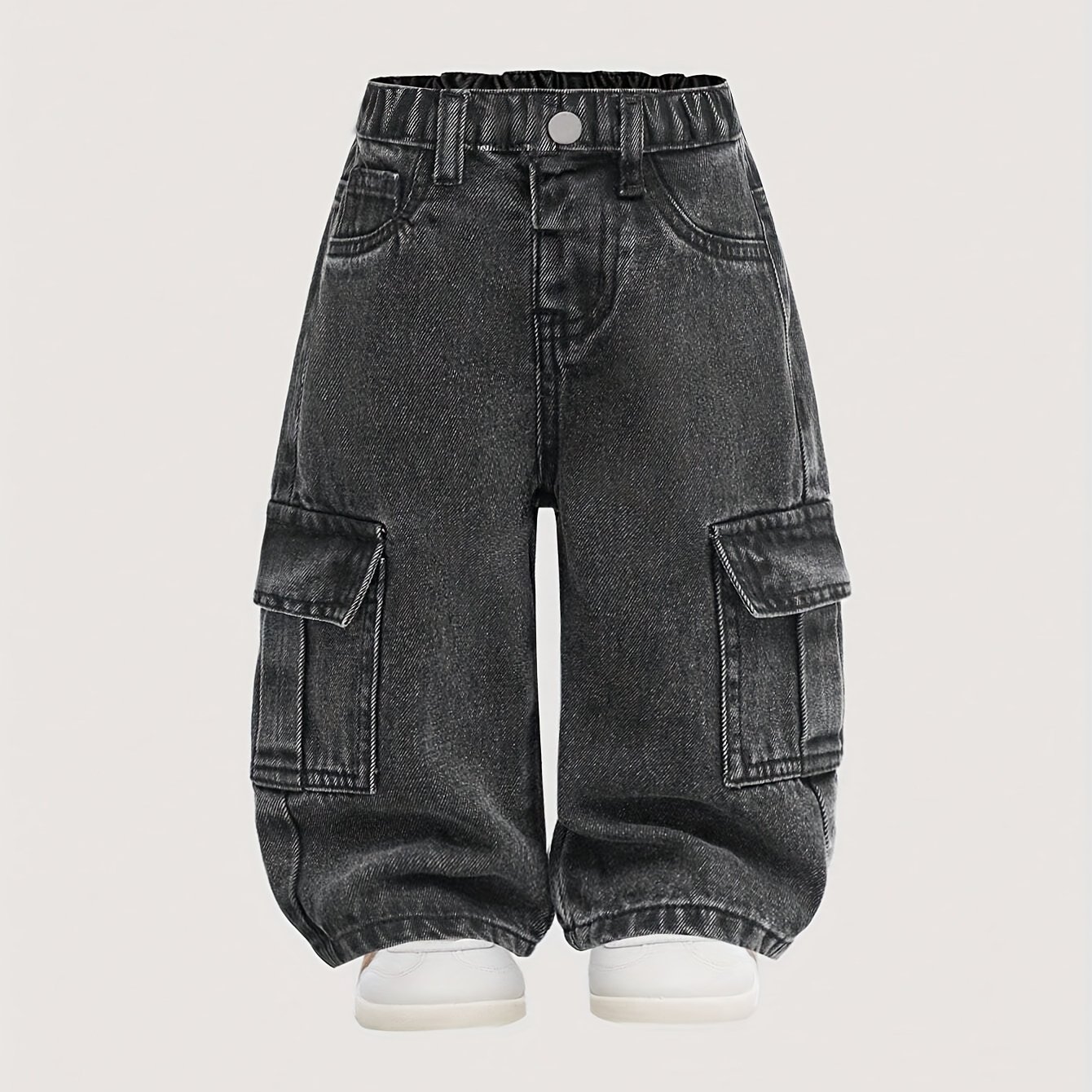 Image of Girls' Cargo Style Jeans - Loose Street , Multi-functional , Durable And Versatile Long Pants For Daily , Outdoor Play, And Travel