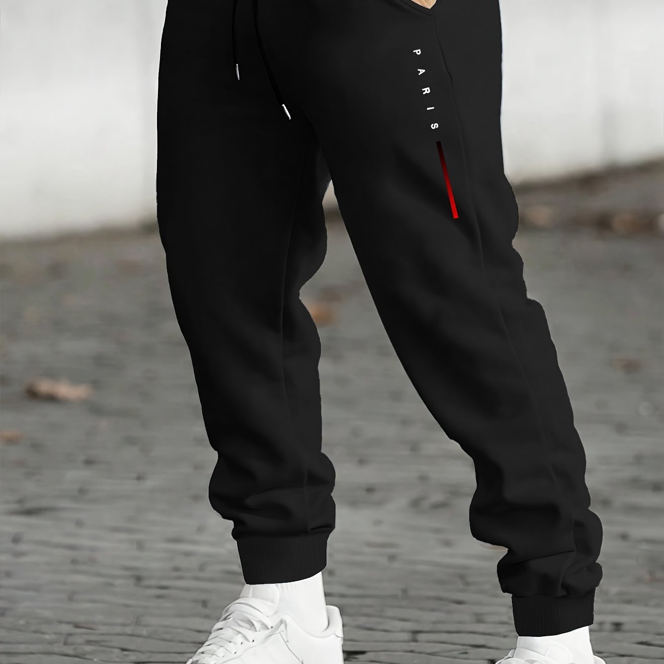 TEMU Men's Casual Joggers - Comfortable Polyester Sweatpants With Drawstring, Geometric Pattern For Fall & Winter Outdoor Activities