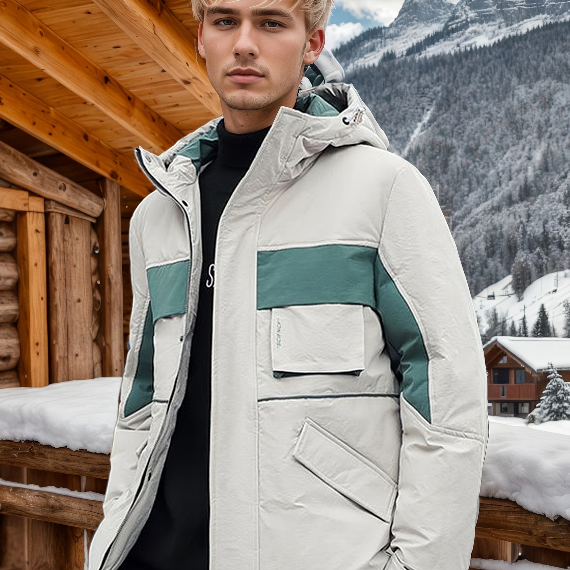 Men's Autumn/Winter Hooded White Duck Down Jacket