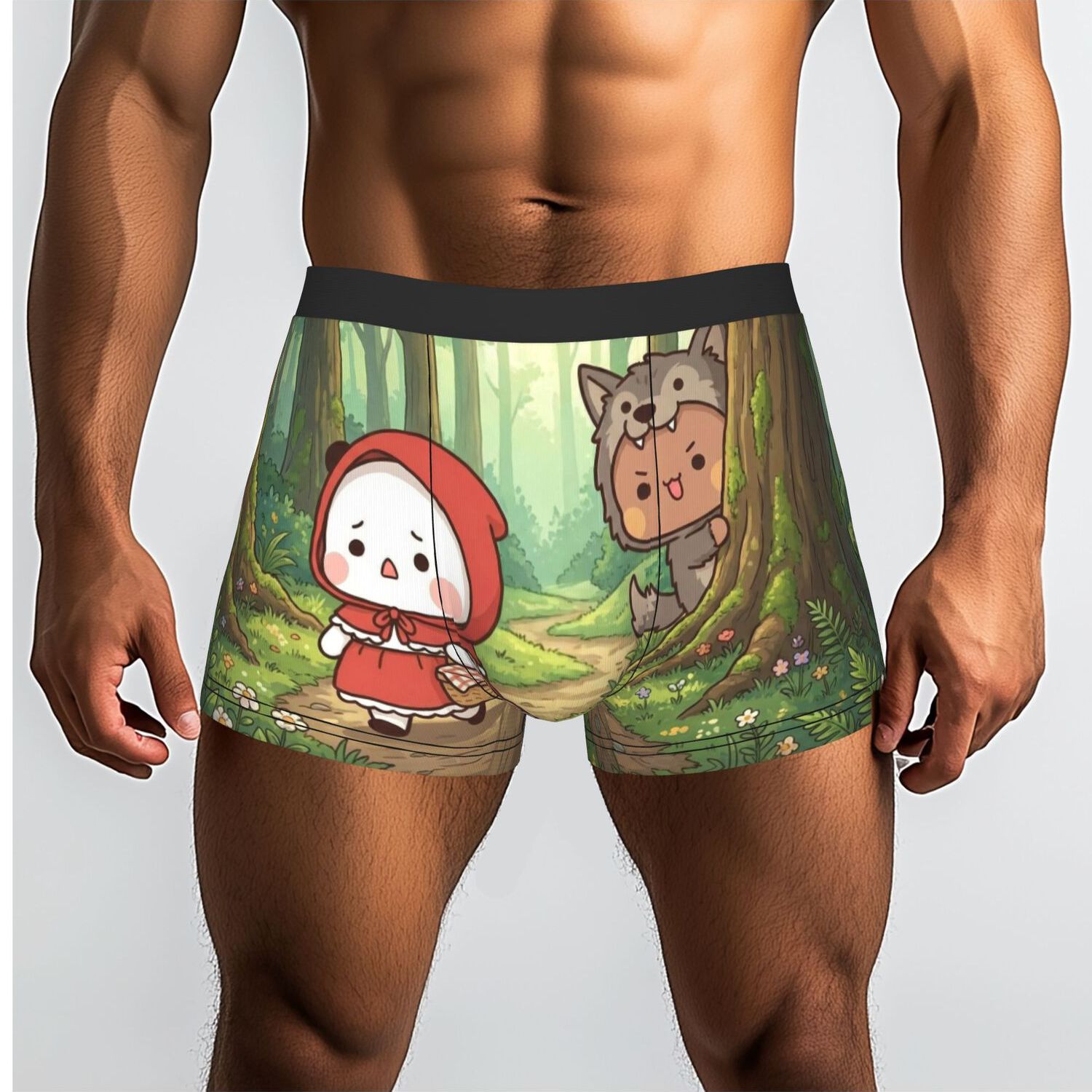 TEMU 1pc Cartoon Cute Bear Couple Underpants Breathbale Panties Men's Underwear Print Shorts Boxer Briefs