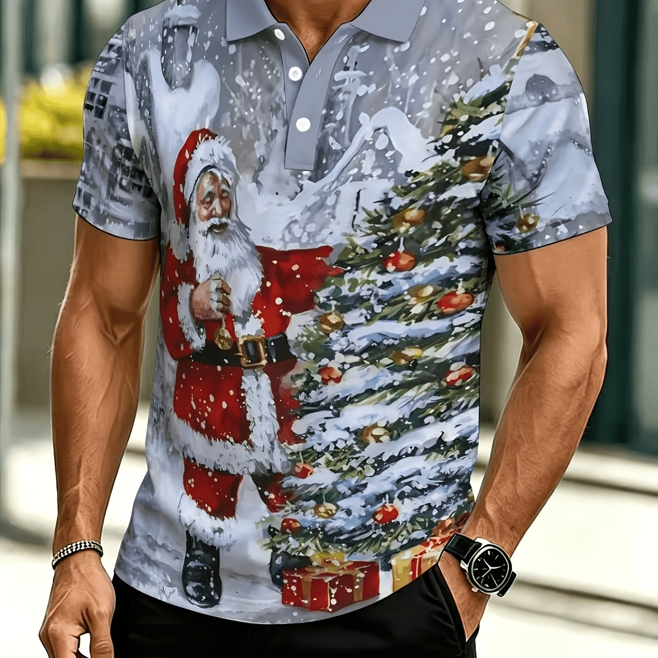 TEMU Men's Short-sleeve Christmas Novelty Fashion Casual Shirt