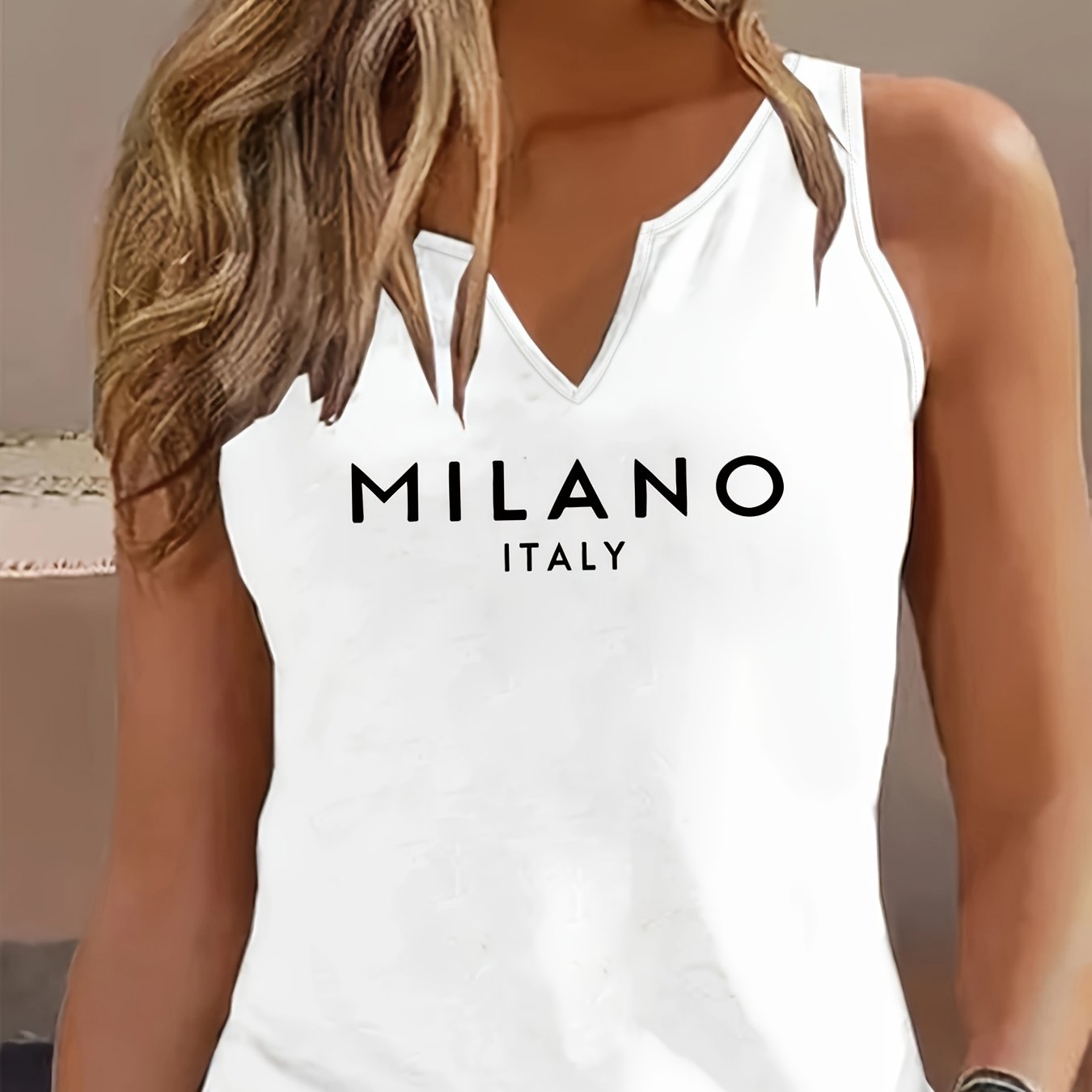 E-shop Plus Size - Plus Size - Damen V-Ausschnitt Tank Top in großen Größen, lässig und stylisch für Frühling und Sommer, ärmelloses Top