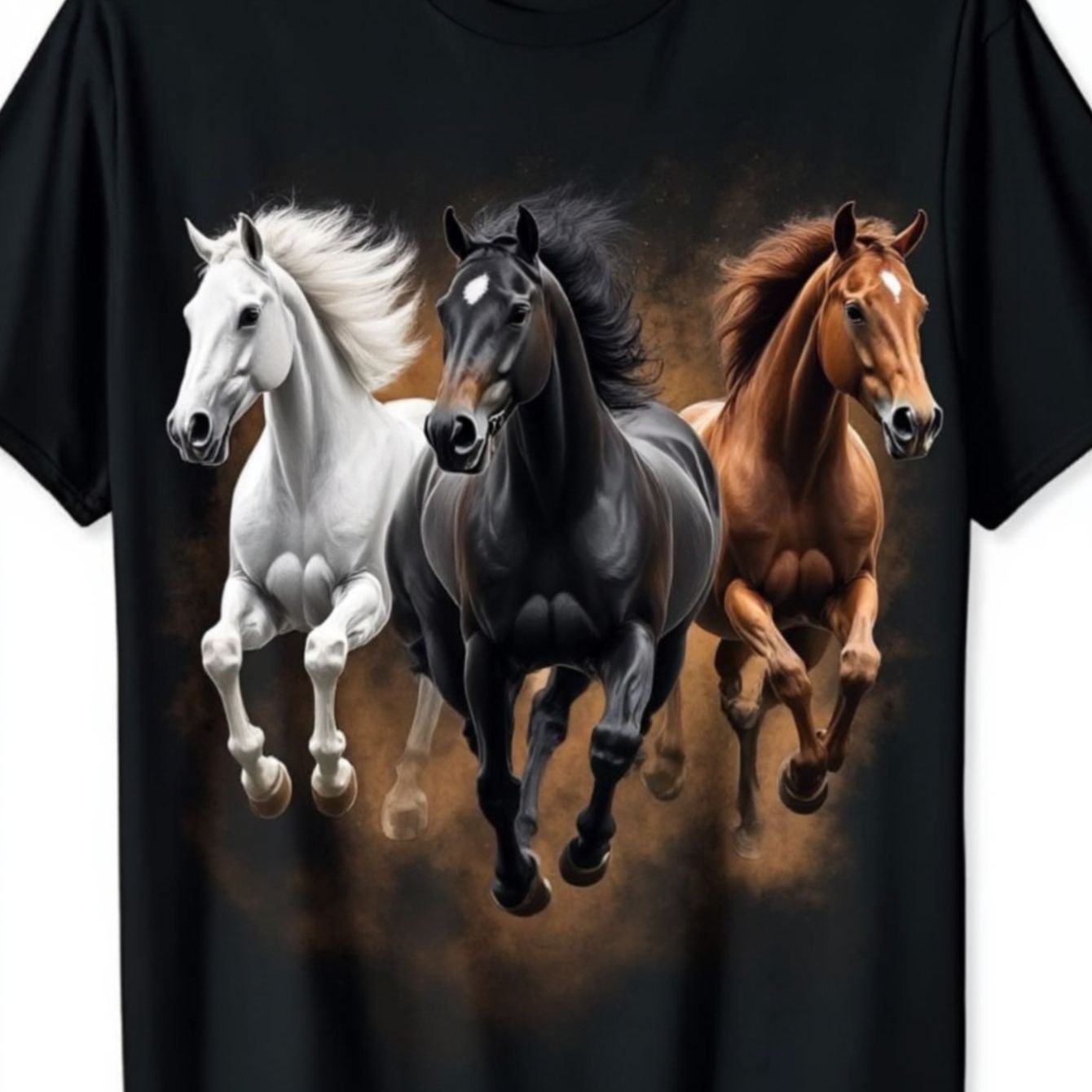 TEMU Horses T-shirt, , 100% Cotton, Perfect For Outdoor Activities And Festivals