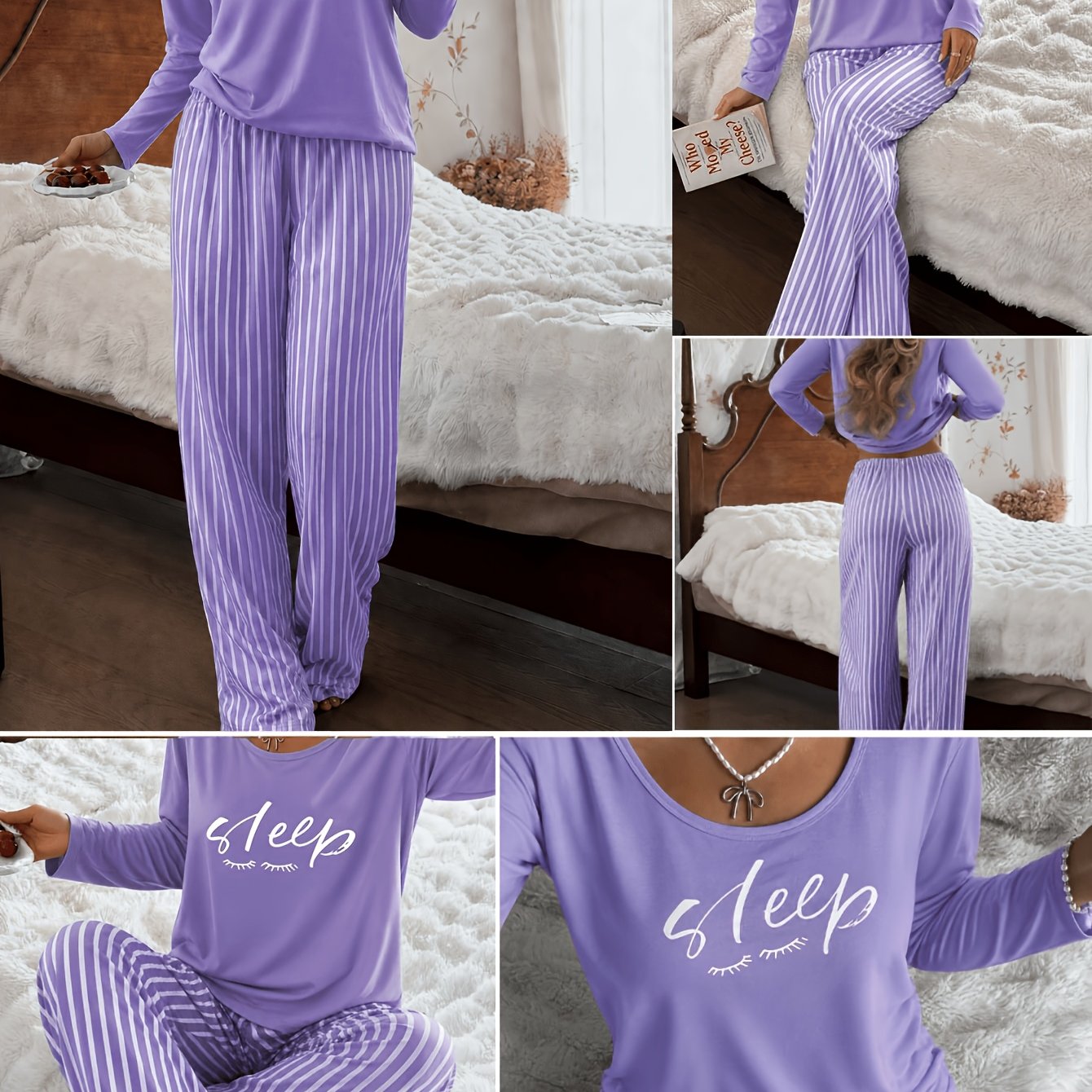 TEMU Women's 2pcs Pajama Loungewear Set, Spring Summer Autumn Casual Sleepwear Set, Comfortable Pajama Home Set, Comfortable For Home Use,