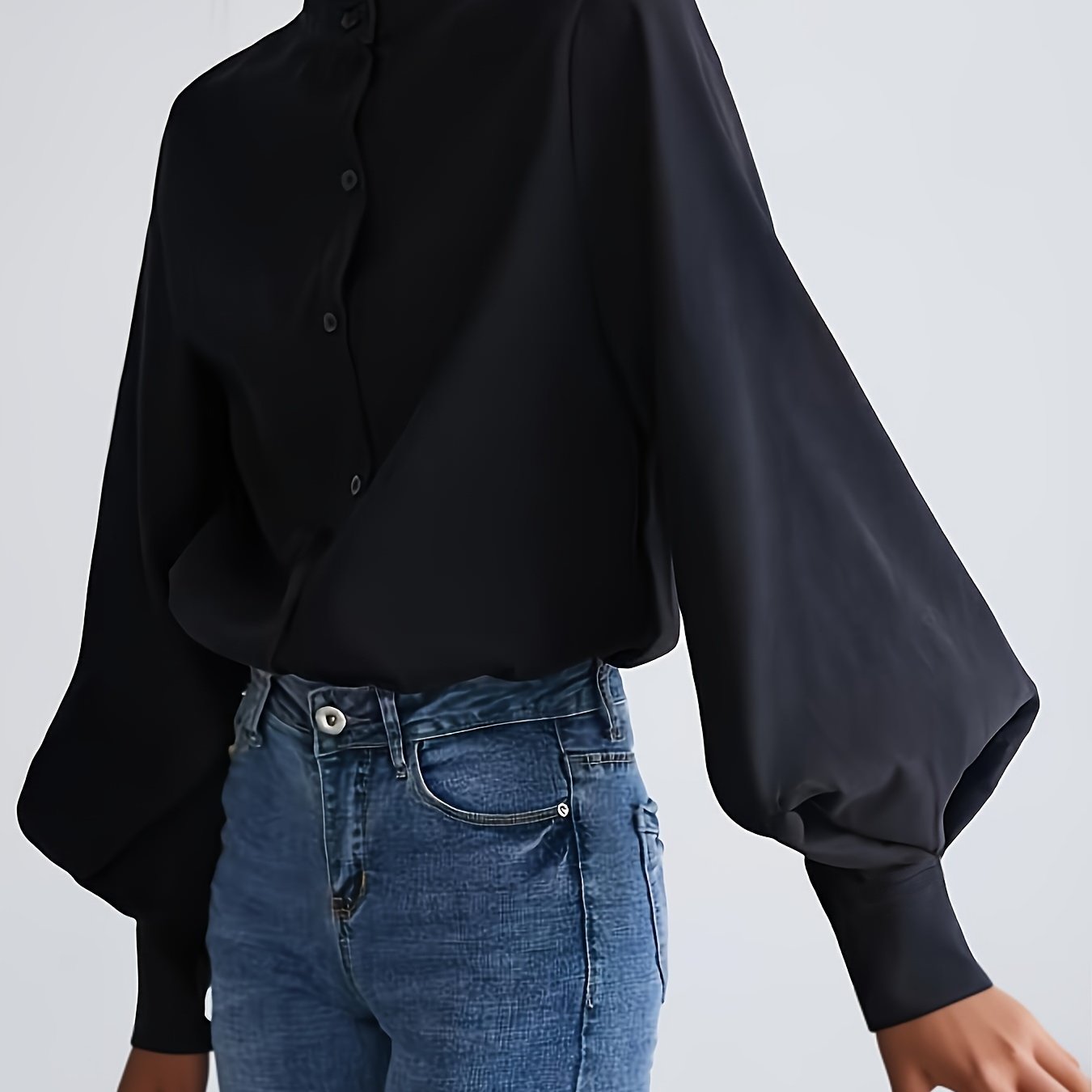 Image of Elegant Long-sleeve Shirt, Women'-breasted Collar Shirt For Autumn/winter, Solid Color Vintage Office Work Shirt Zzy08