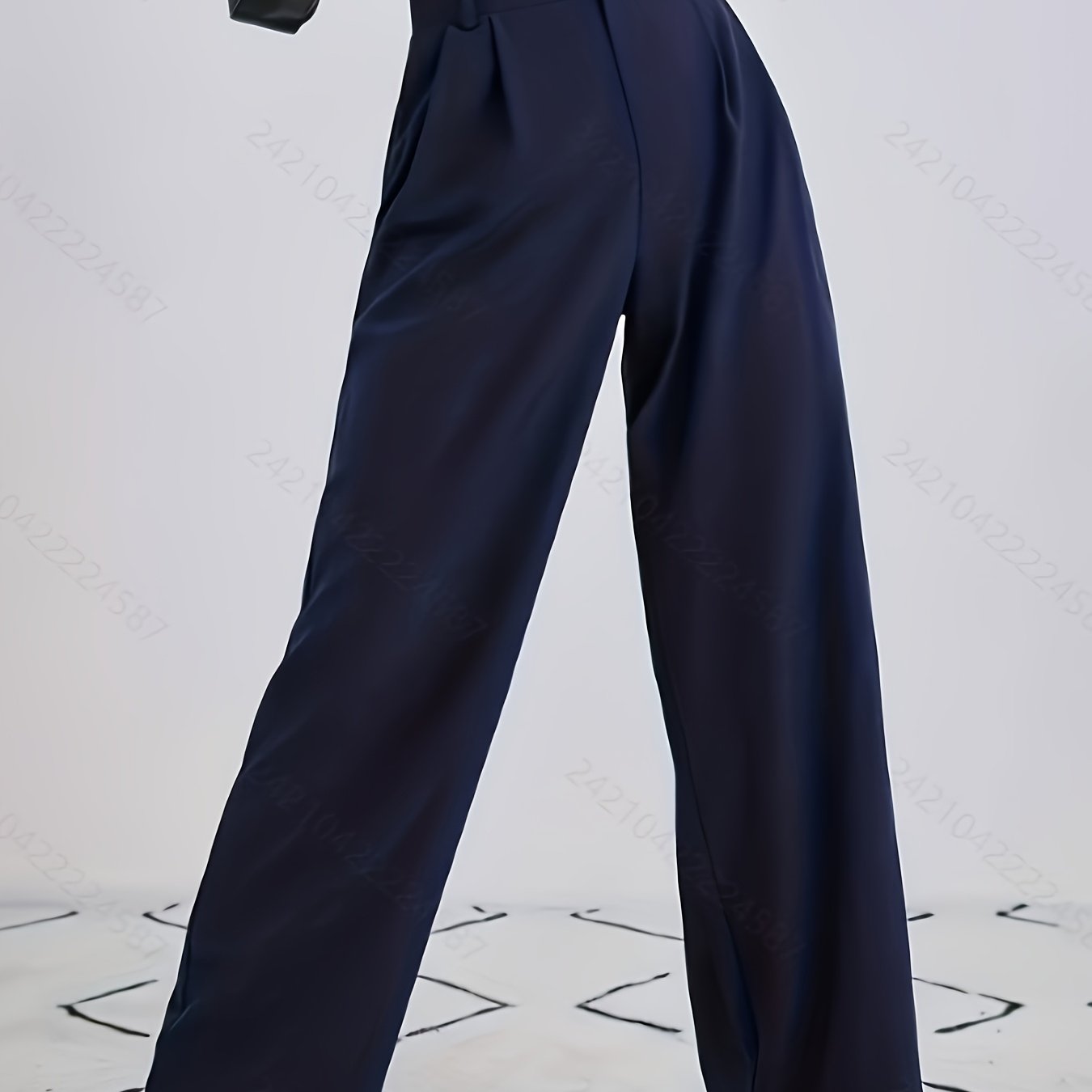 E-shop Damen Marineblaue Straight-Leg Hose - Elegantes Design, Hohe Taille, Weites Bein, Geeignet für Freizeit oder Formelle Anlässe, Bequem in Allen 4