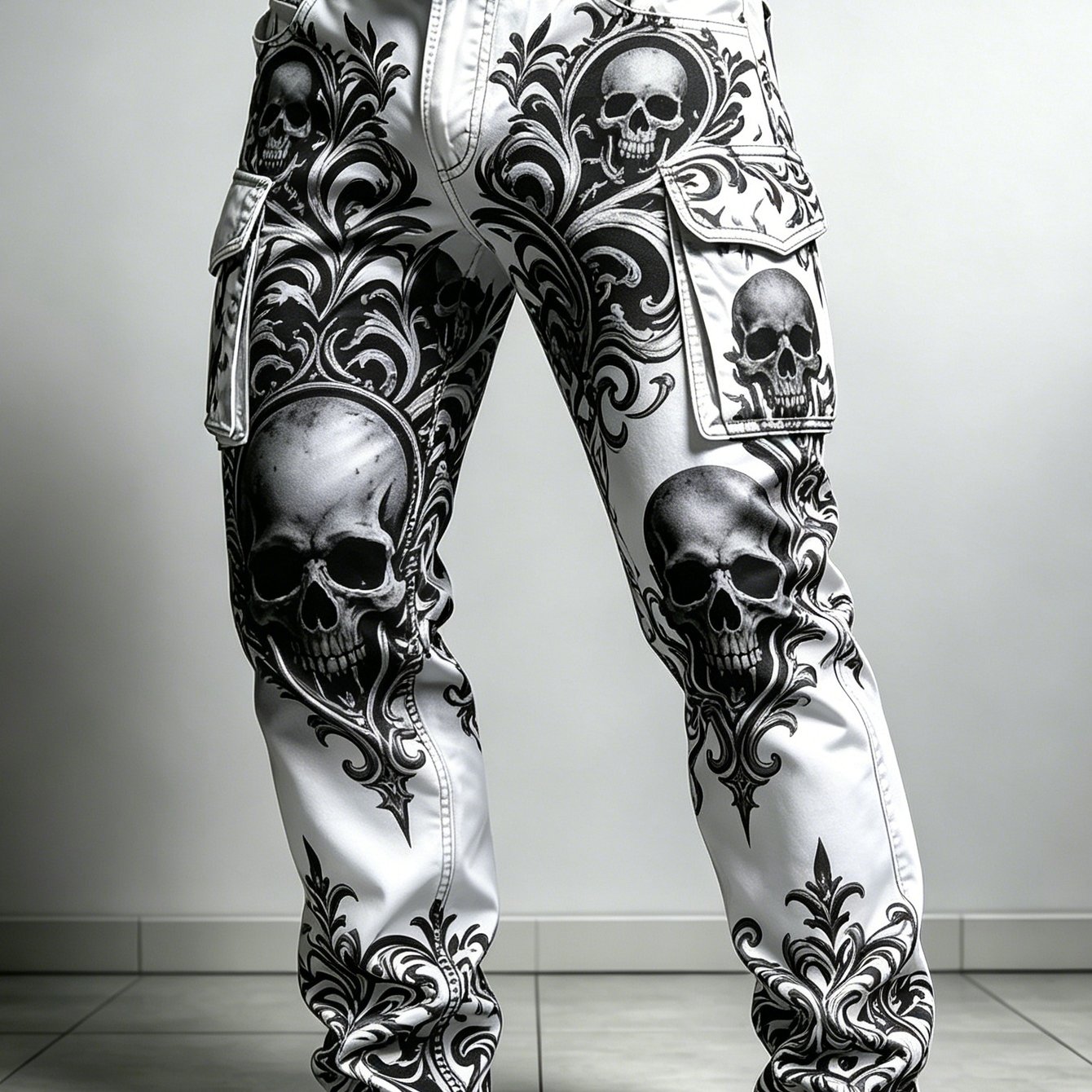TEMU Men's Vintage Skull Cargo Pants Streetwear Casual Daily Trousers