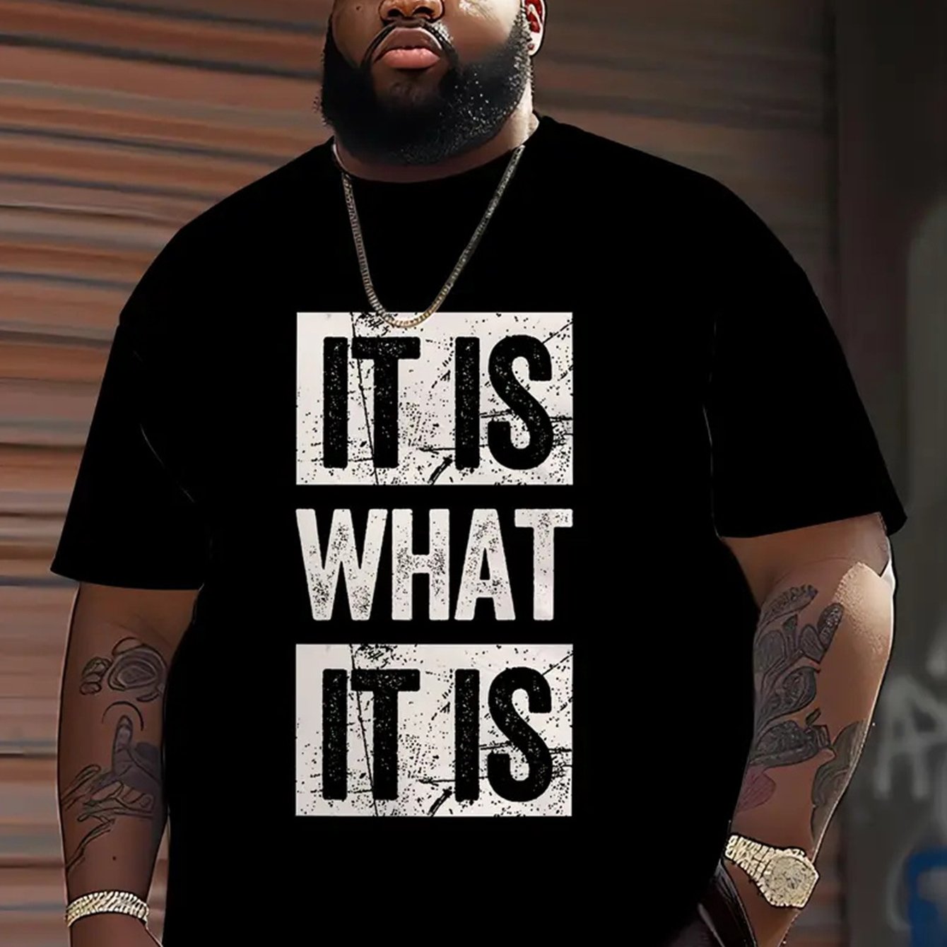 TEMU Men's " What " Pattern T-shirt - Casual With White Lettering Print, Crew Neck Jumper, Summer Casual Short Sleeve T-shirt