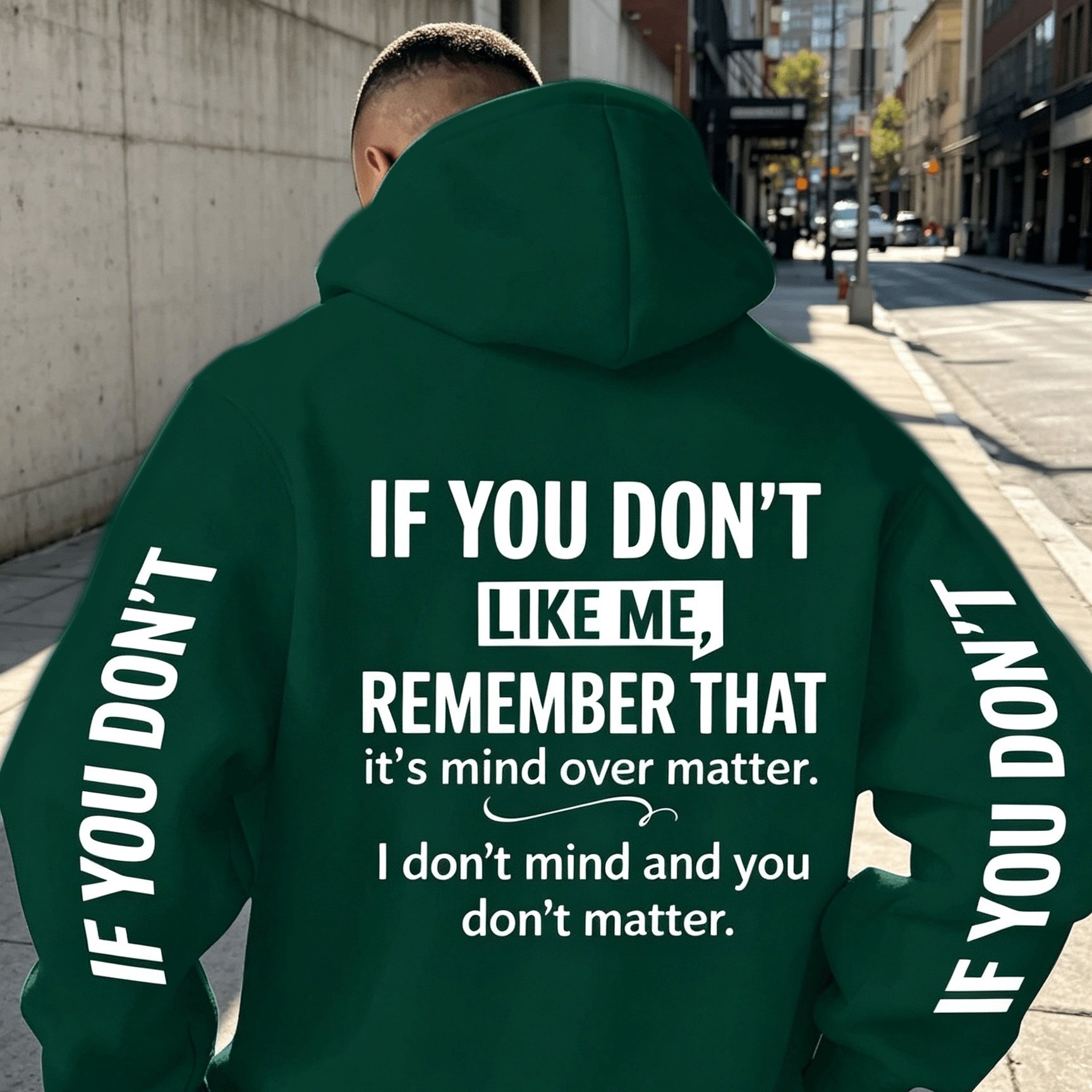 TEMU [print Design - Not Textured] Hoodie, Street Trendy "don't Care What " Core Pattern Print, Carrying , Symbol For Enthusiast Exchange! Men's