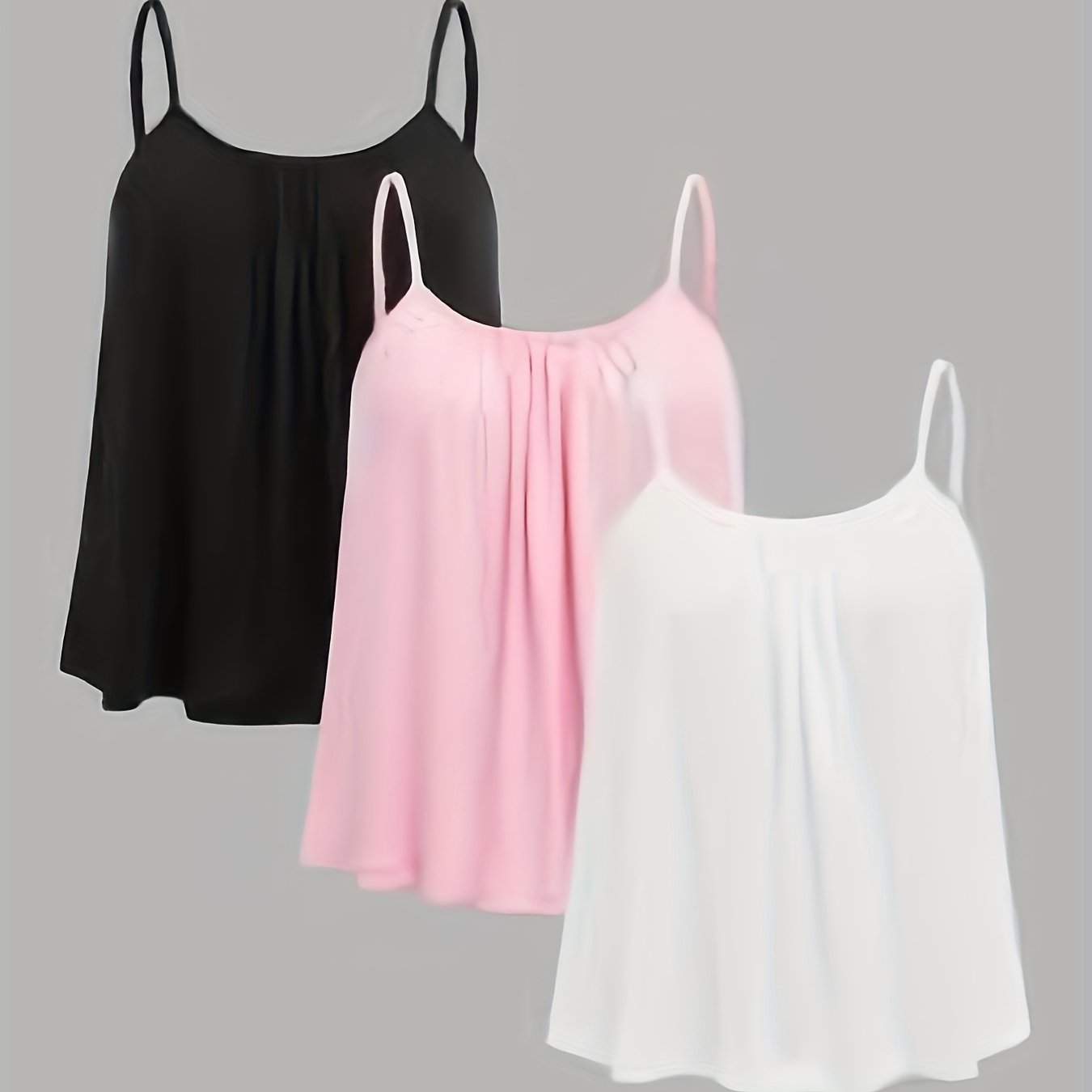 E-shop Plus Size - Plus Size - 3er Set Sommerliche einfarbige Camisole Tops in großen Größen für Damen