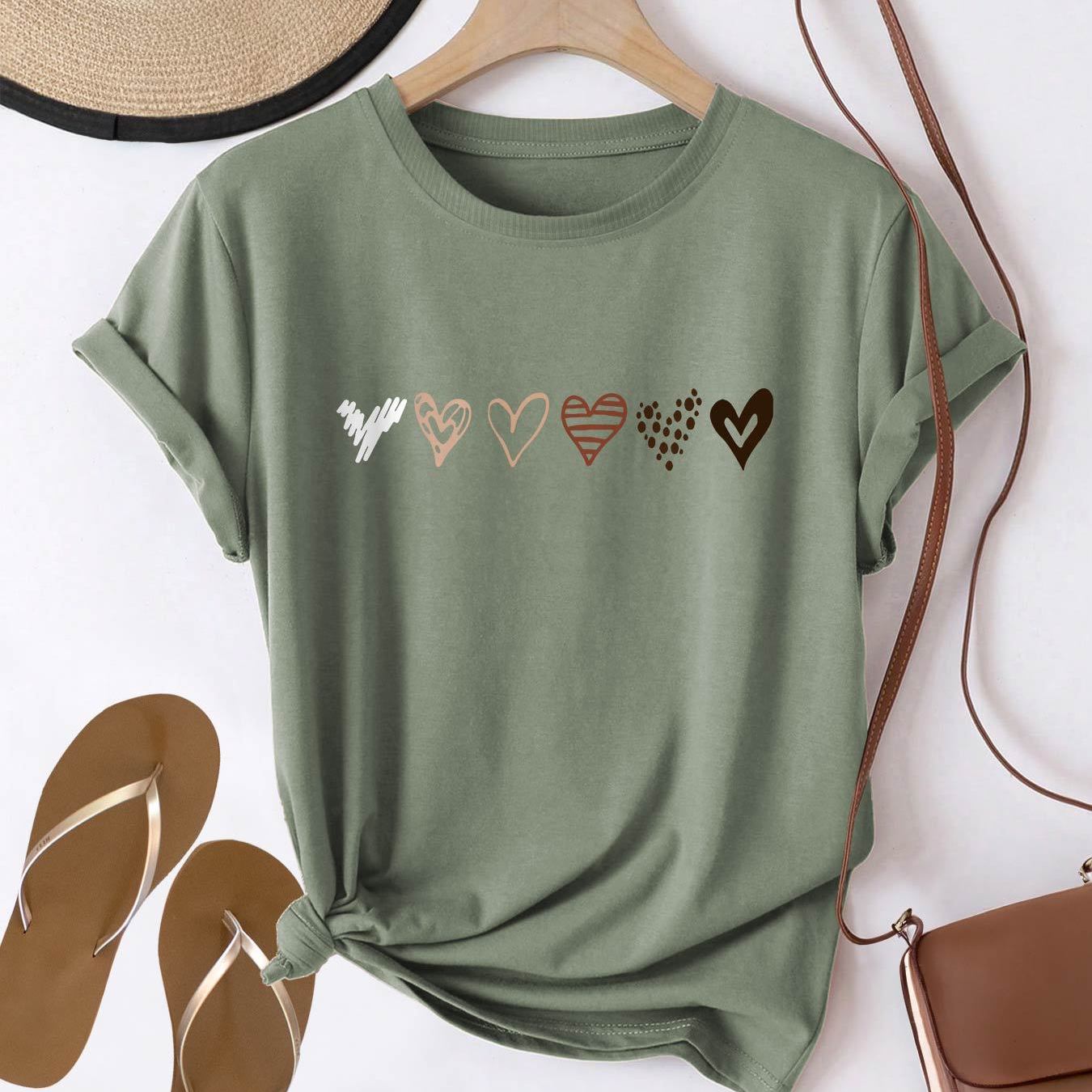 Graphic Print T-shirt, Short Sleeve Crew Neck Casual Top For Summer & Spring, Women&;s Clothing