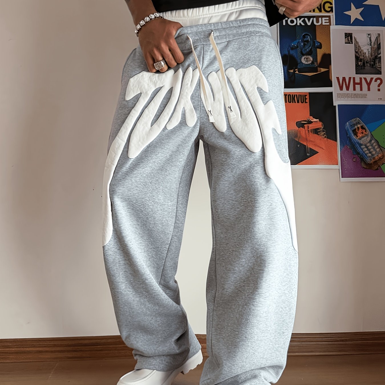TEMU Pantaloni lunghi casual da , design , vestibilit� , tessuto confortevole, con stampe di lettere tridimensionali. Un regalo per fidanzato o ,