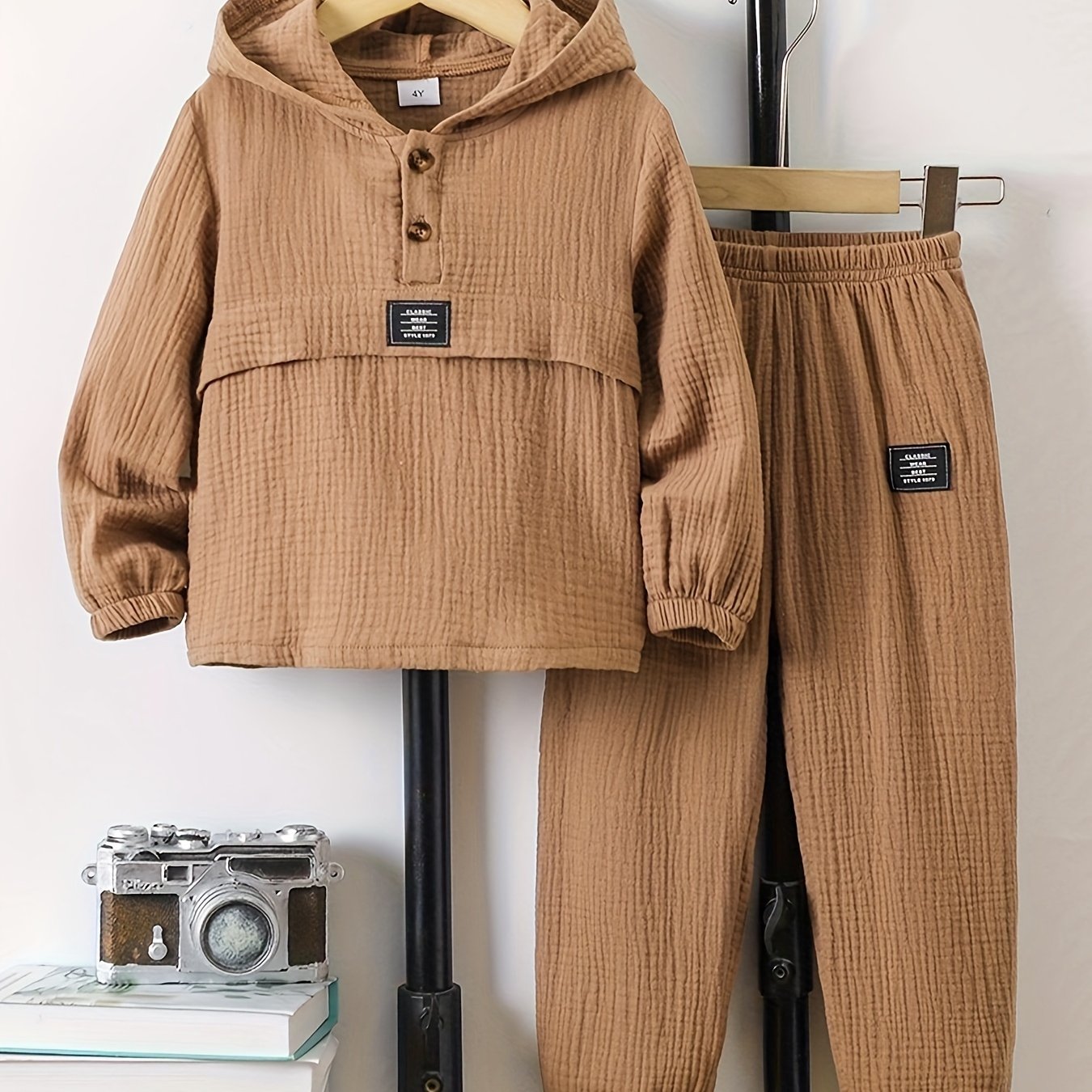Boys' Casual Comfortable Fashion Easy Practical All-match Soft Comfortable Crepe Fabric Half-door Tube Hooded Breathable Comfortable Tapered Pants Suitable For Spring Autumn, For Outdoor