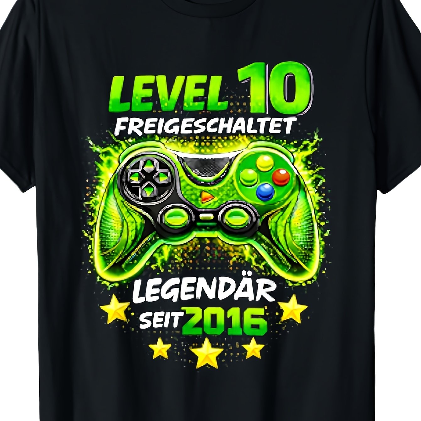 Image of Birthday Boy Gamer T-shirt - 10th Birthday 2016 Gaming , Casual Round Neck Tee With Level Up Themed Apparel For (machine Washable)