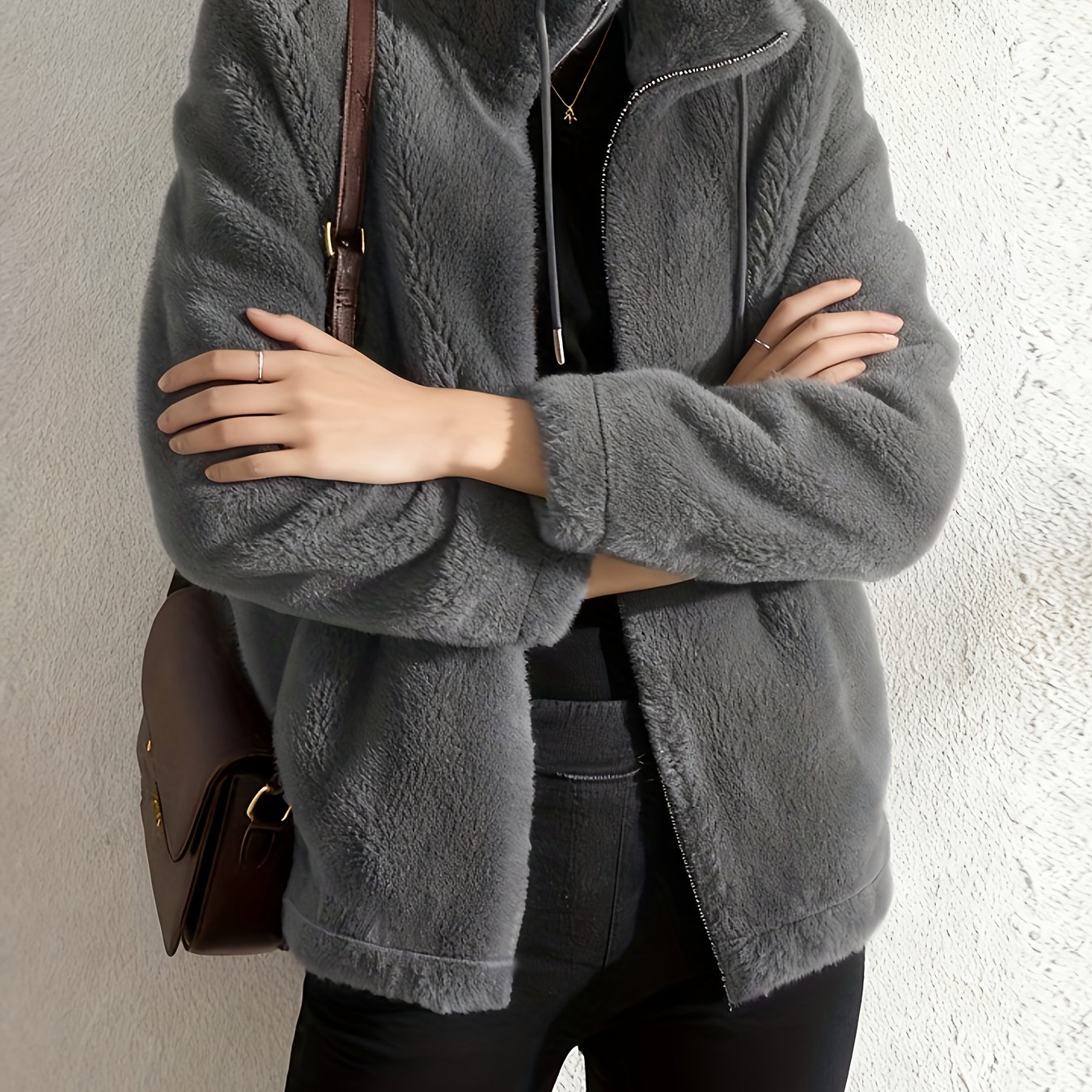 TEMU Fashionable And Stylish Mother's Clothing, Age Reducing Double-sided Pajamas For Women, Winter Casual Versatile Outerwear, Small Stand Up Collar