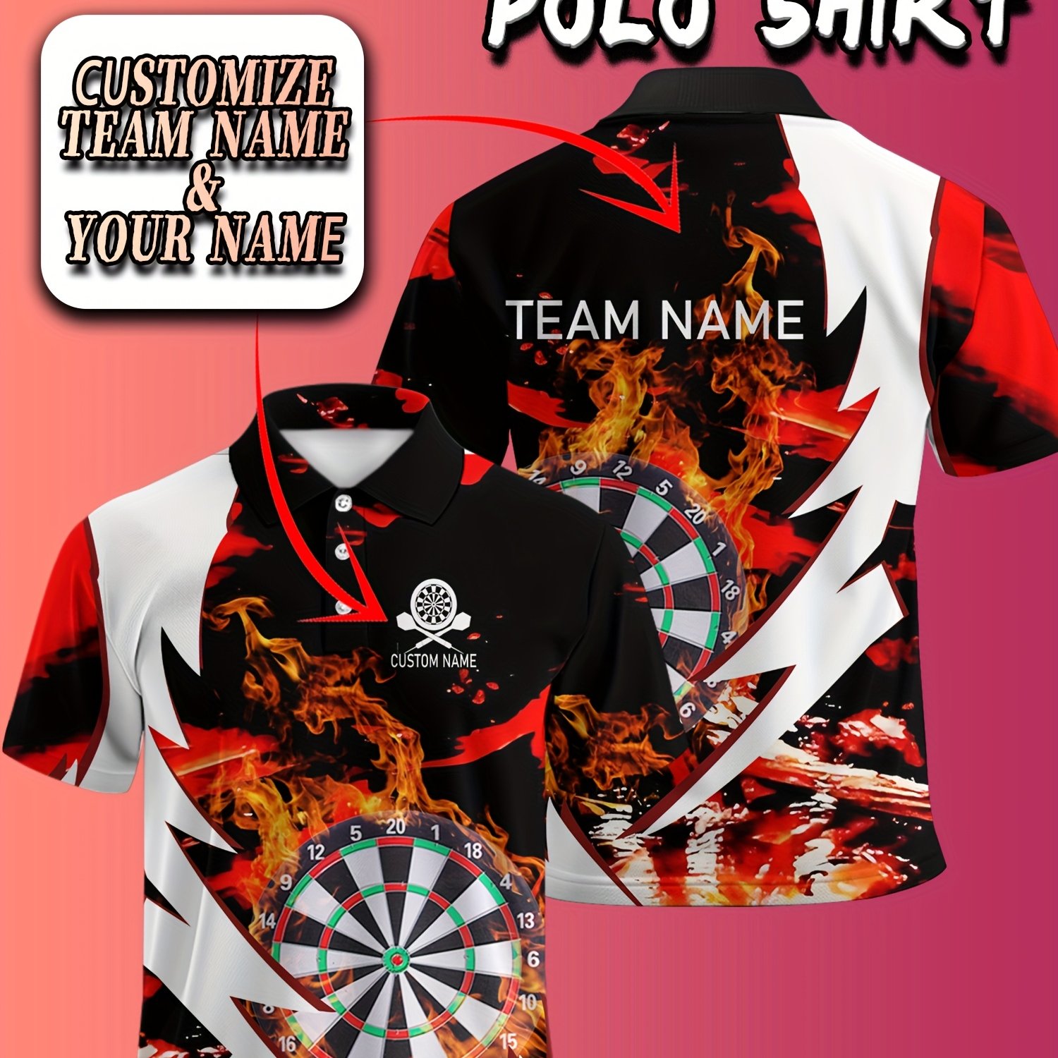 TEMU Custom Summer Fashion Unique Dart Pattern Shirt With A Casual Collar And Short Sleeves, Made From Polyester Fiber. Personalized With Individual