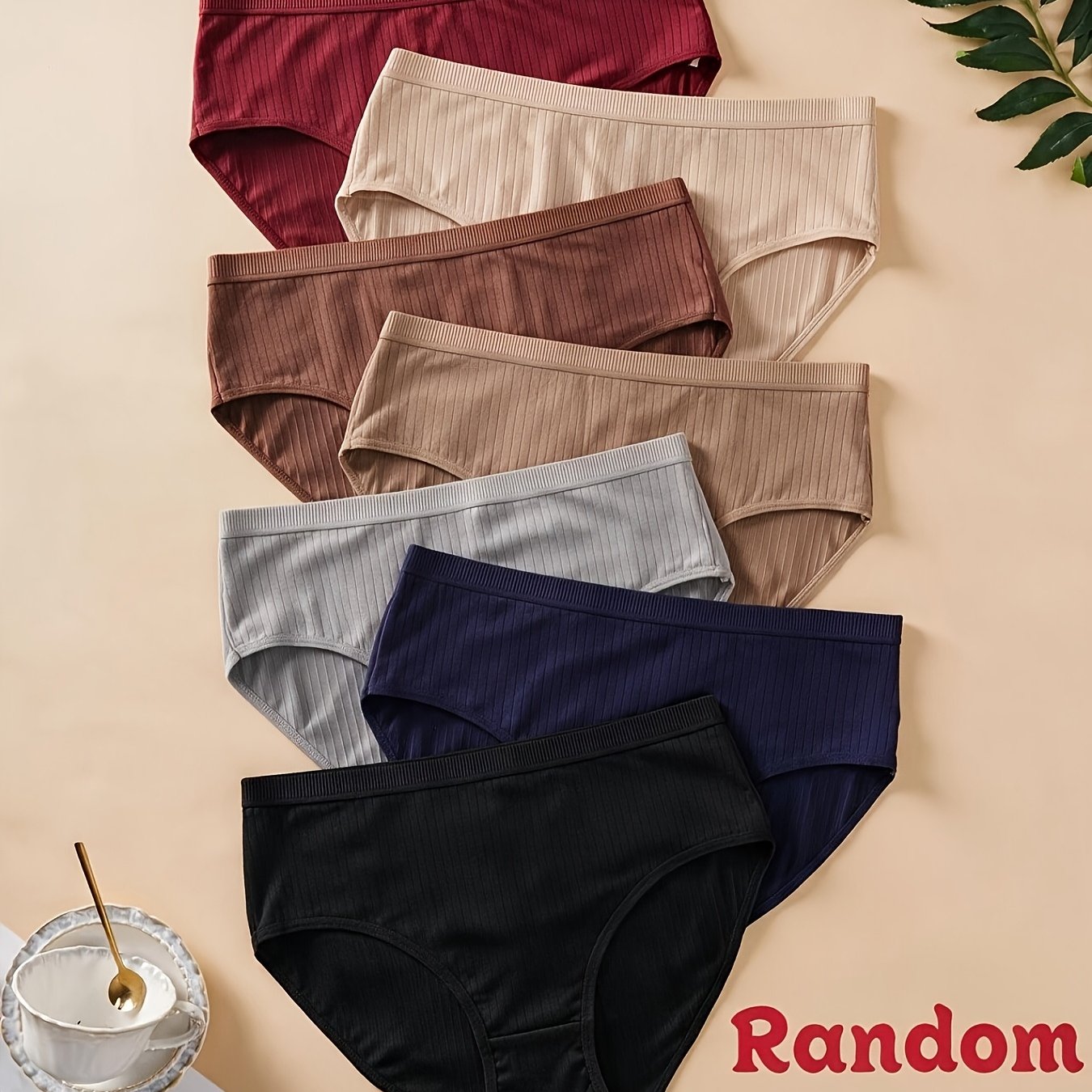 TEMU 7-pack Random Size Women's Panties, Comfortable And Simple, Random Colors