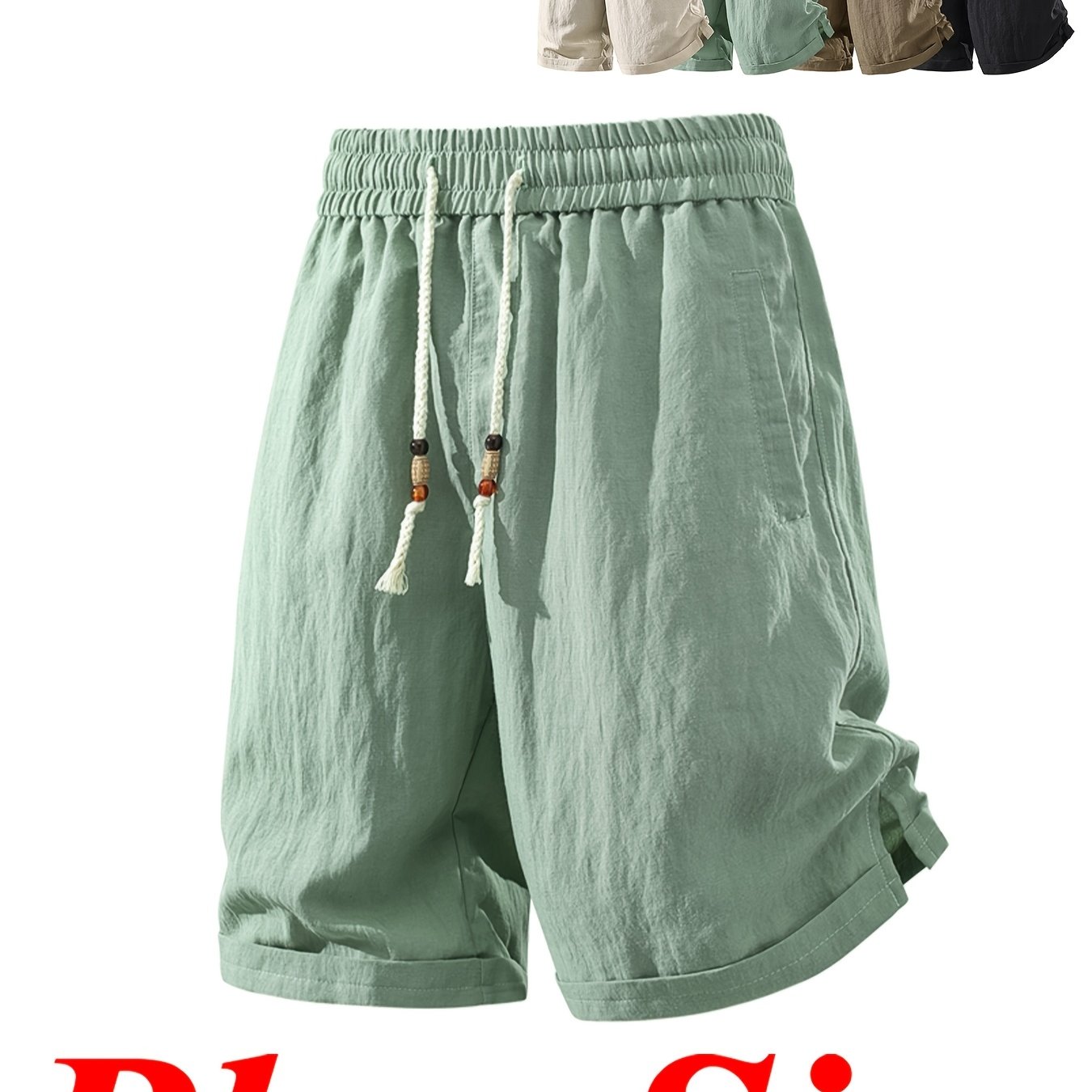 TEMU Men's Plus Size 0xl-6xl Vintage Quick-dry Linen Shorts - Breathable Summer Swim & Casual Shorts Suitable For Daily , Soft Fit With S/adjustable,