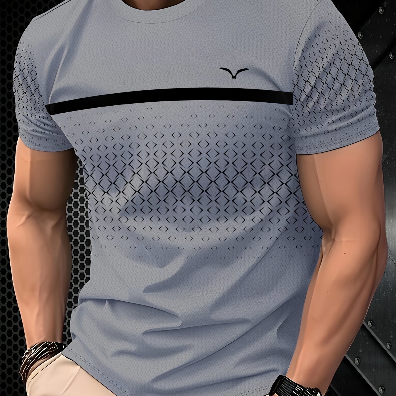 Men's Fashion Casual T-shirt Checkered Pattern