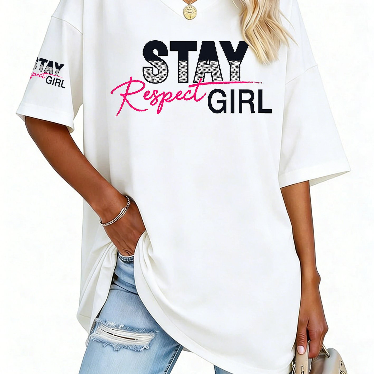 TEMU Women S Fashion V Neck Tee Featuring Relaxed Drop Shoulders