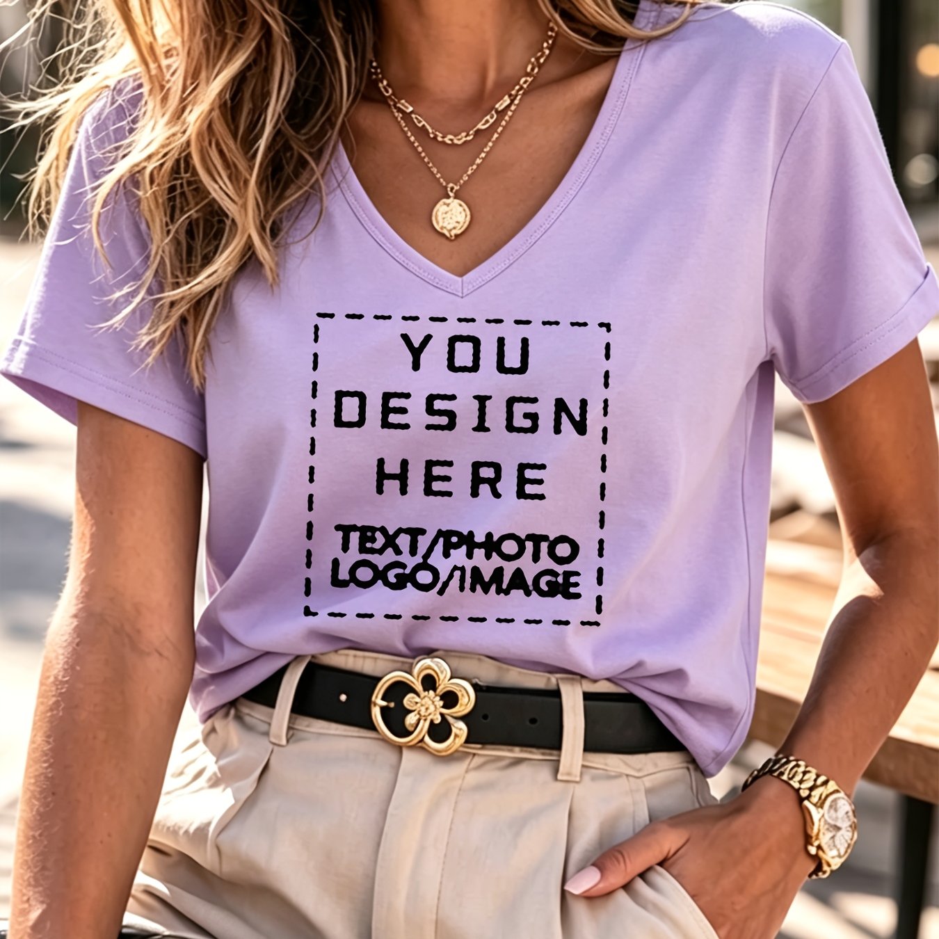 TEMU Custom Printed Casual And -neck Short-sleeve T-shirt