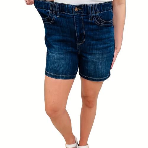 womens plus size elastic denim shorts outdoor comfortable clothing suitable for spring and summer machine washable ladies to wear