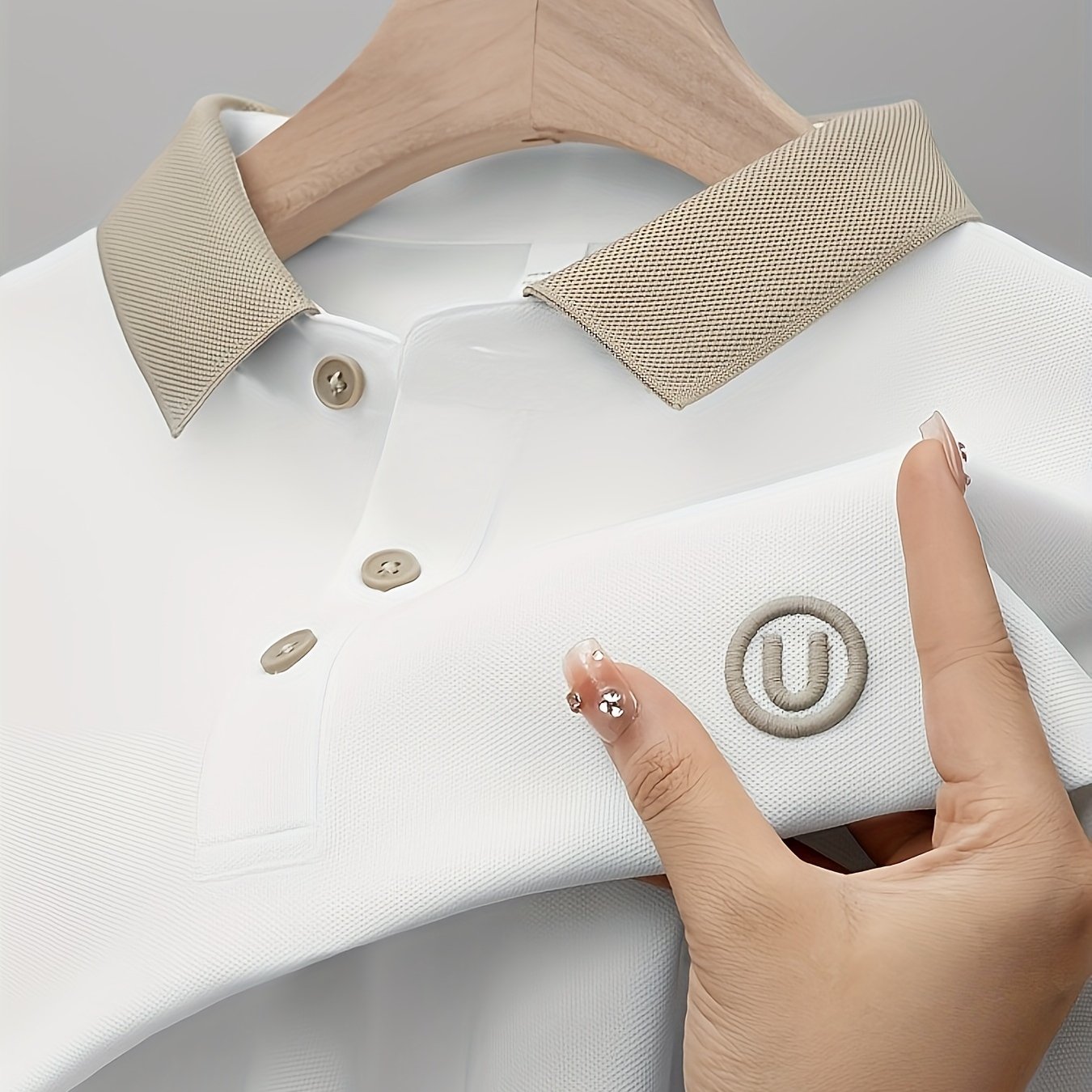 TEMU Men's Golf Shirt With Embroidered Design, Casual Slightly Stretch Button Up Golf Shirt, Men's Clothing For Summer Outdoor