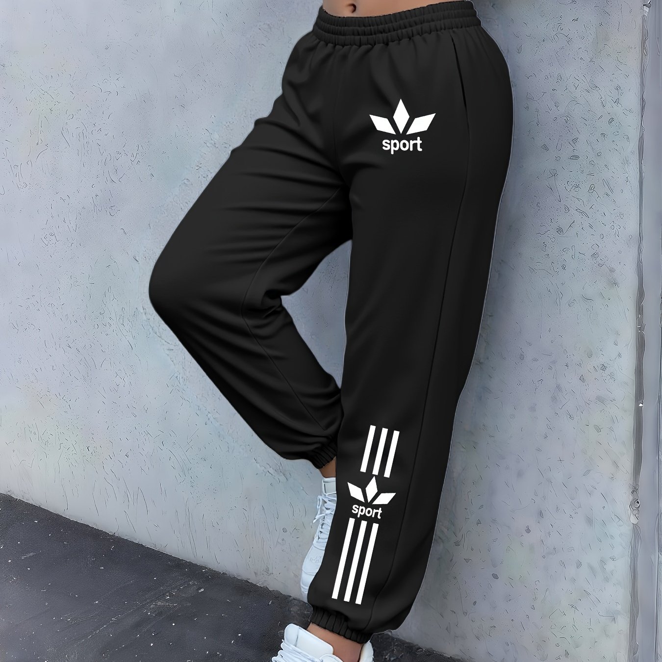 TEMU [Esclusiva xianluomao] Pantaloni della tuta da donna foderati in stile e americano con stampa di lettere esclusiva, pantaloni da donna con