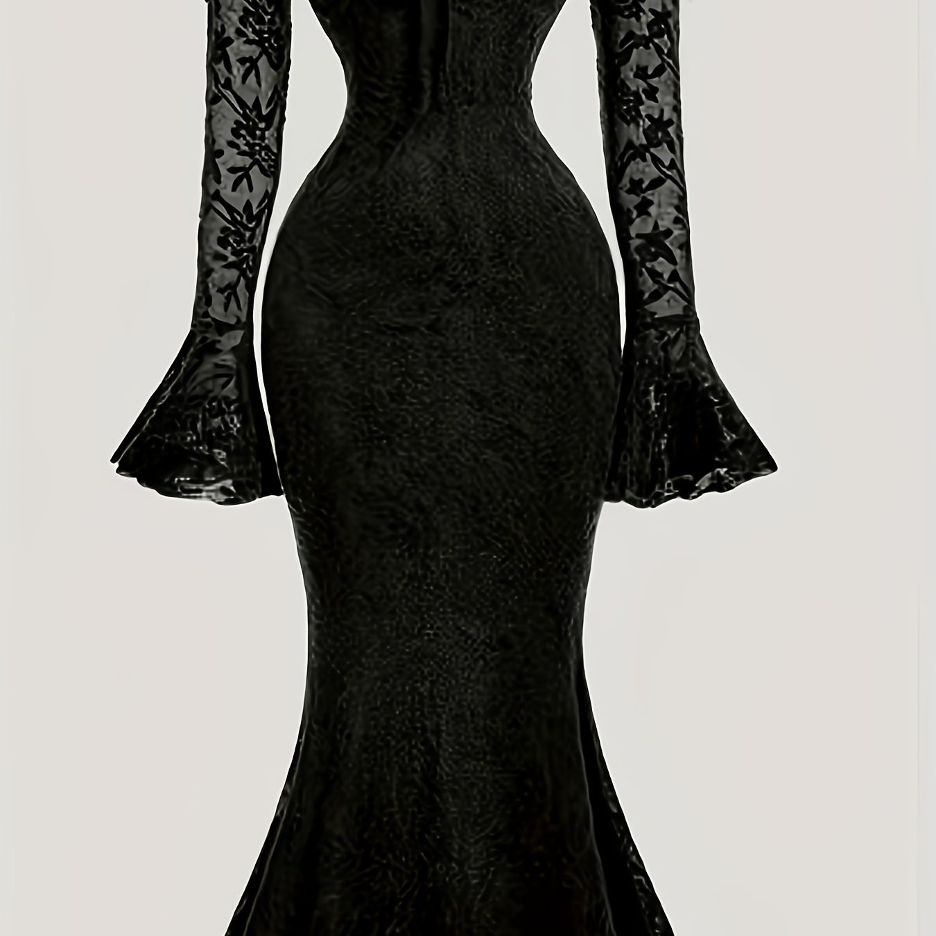 TEMU Vintage -the-shoulder Lace Dress For Women, Waist-cinching Fit, Body-hugging Mermaid Skirt, Sexy Gothic Style Banquet Gown, Long Dress With A